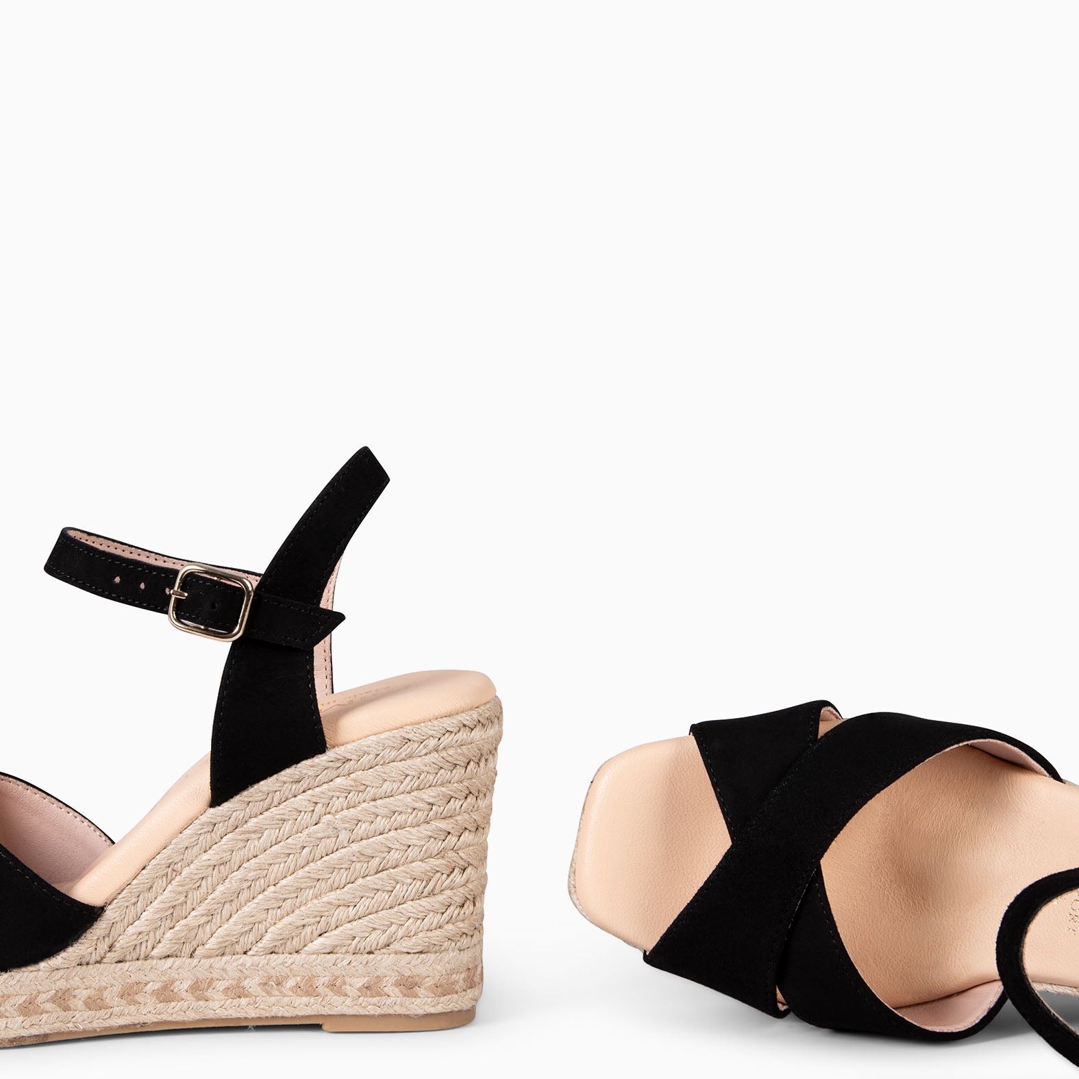 VERA - BLACK Women's wedge espadrilles