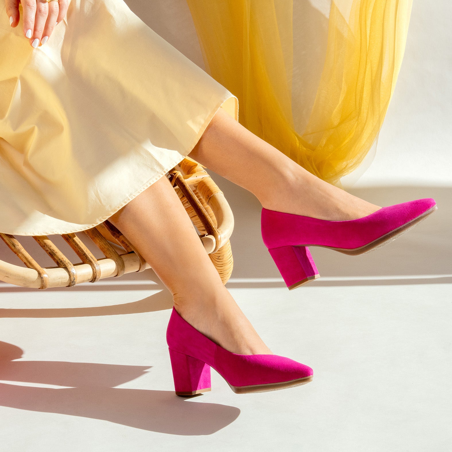 URBAN S - Escarpins à talon moyen en daim FUCHSIA