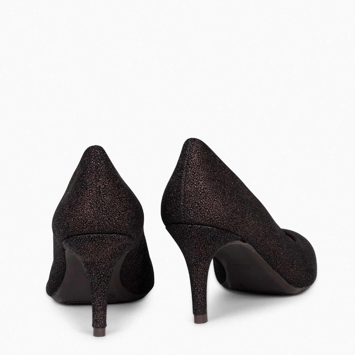 STILETTO BRIGHT - Zapatos de tacón de aguja con textura de grano brillante MARRÓN