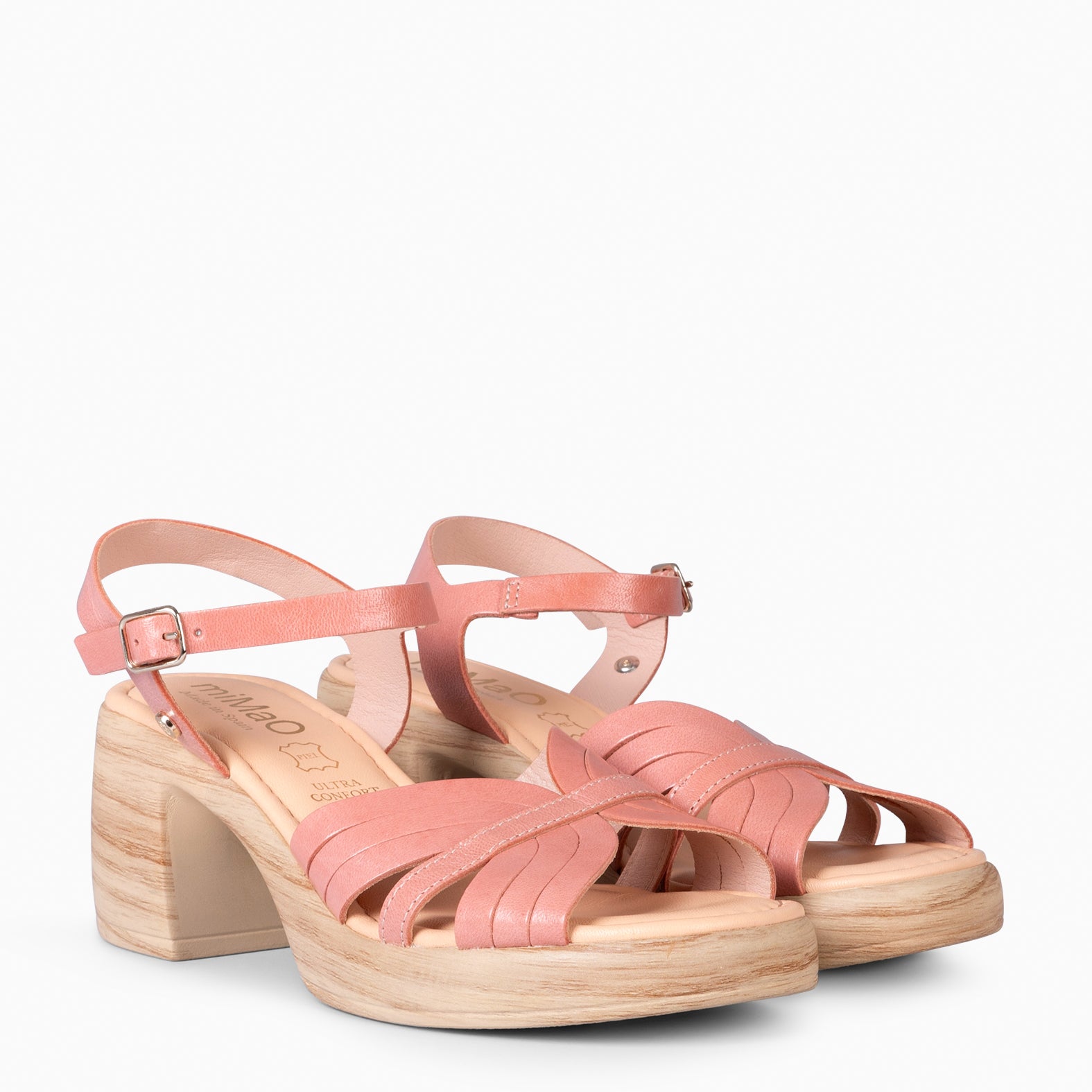 LANCY - PALE PINK CASUAL SANDALS WITH BLOCK HEEL