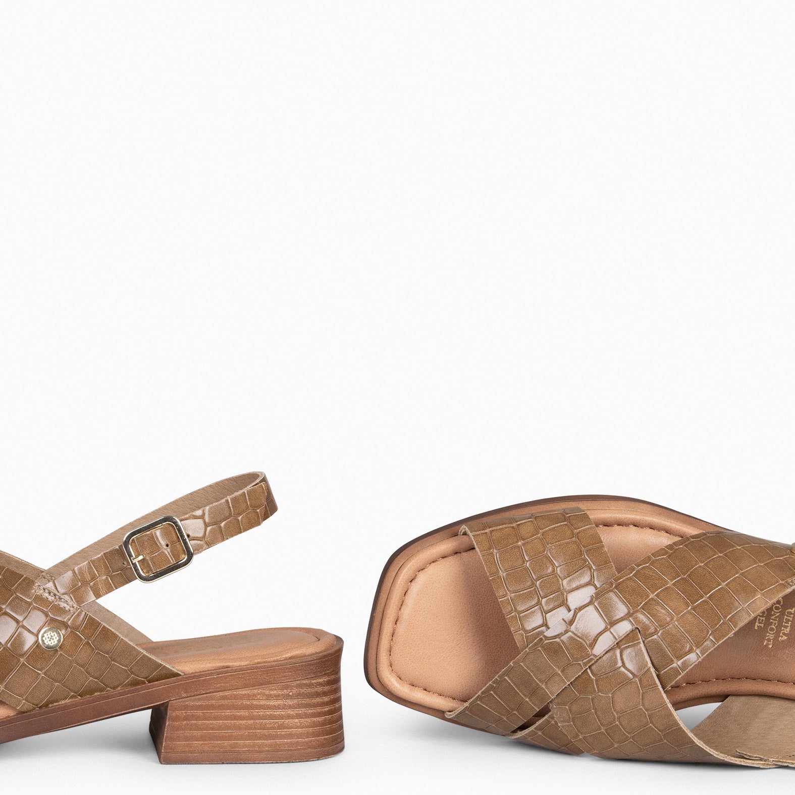 BETANIA - Sandalias planas de piel grabado coco TAUPE - miMaO ®