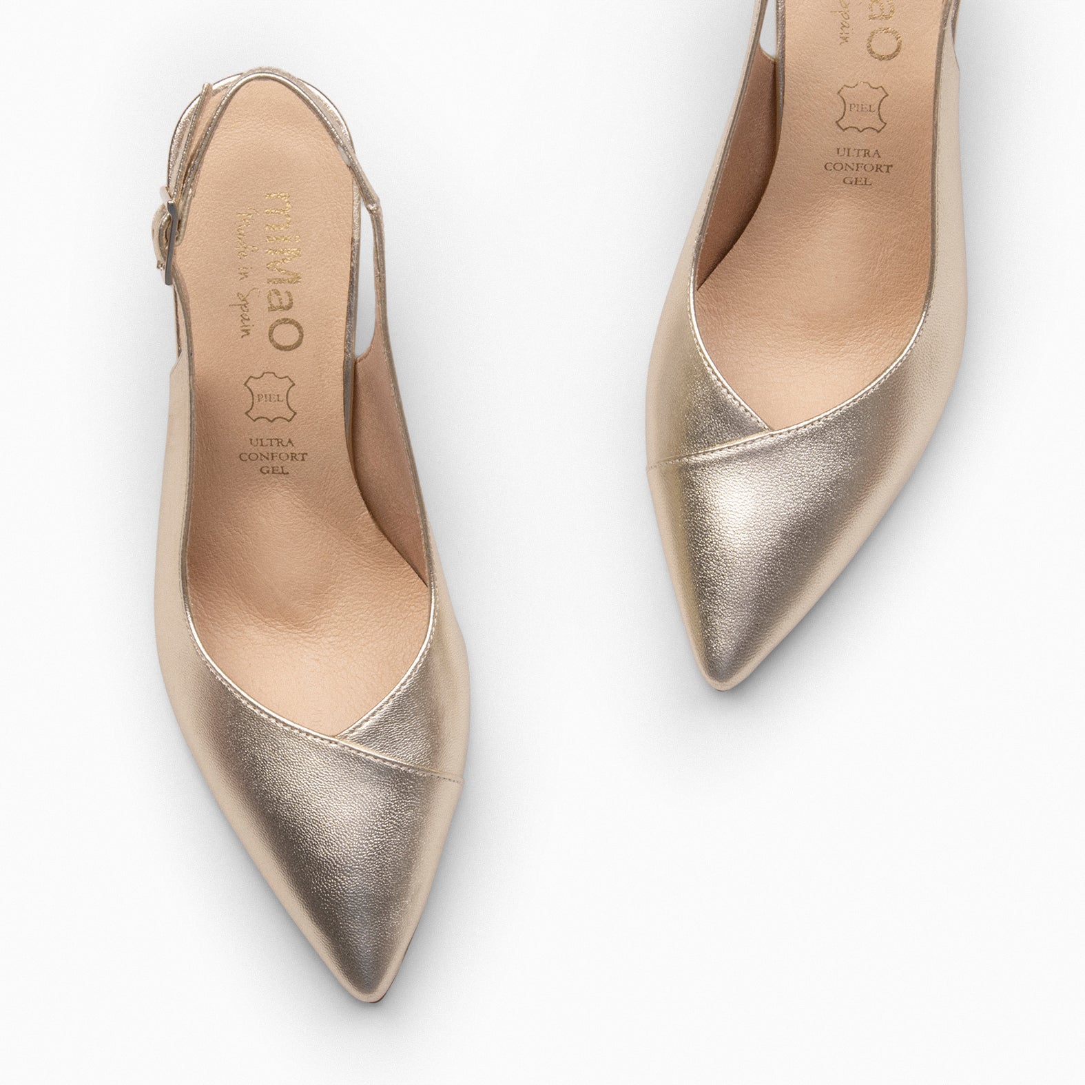GLAM DESTALONADO – Zapatos de tacón destalonados de napa PLATINO - miMaO ®