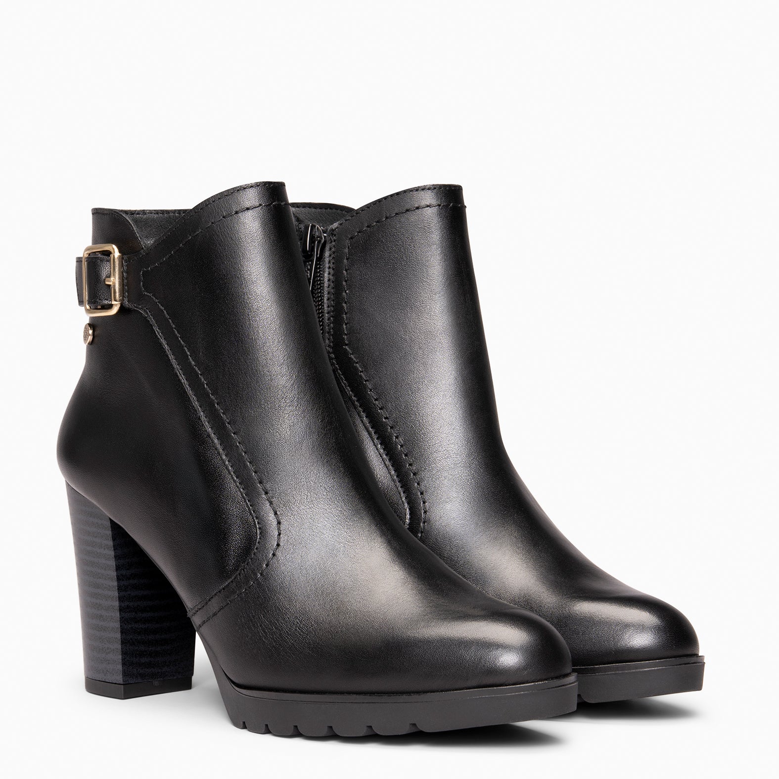 OLI – Botines de tacón alto con hebilla decorativa NEGRO - miMaO ®