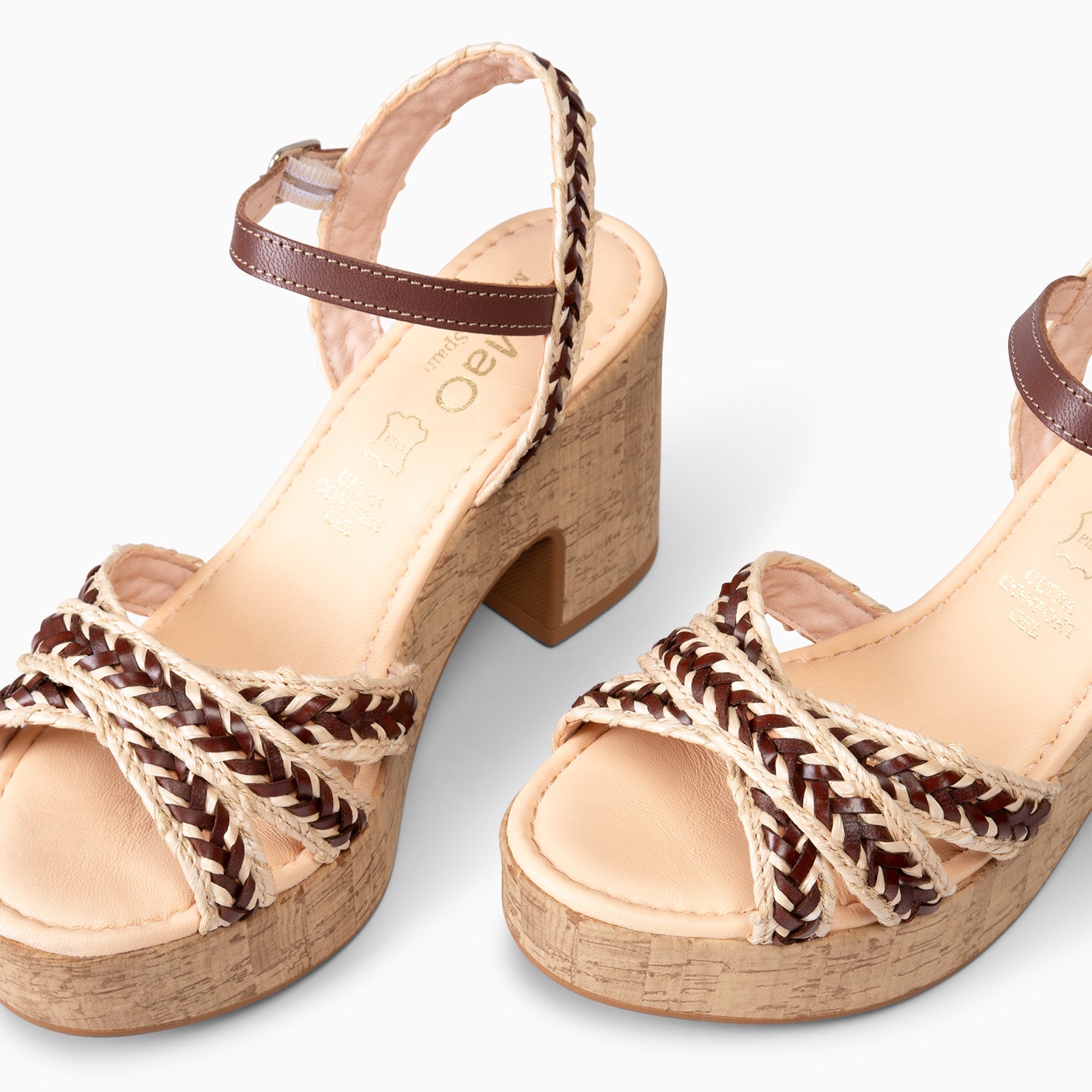 FLORA - SANDALIAS CASUALES DE TACÓN ALTO MARRÓN - miMaO ®