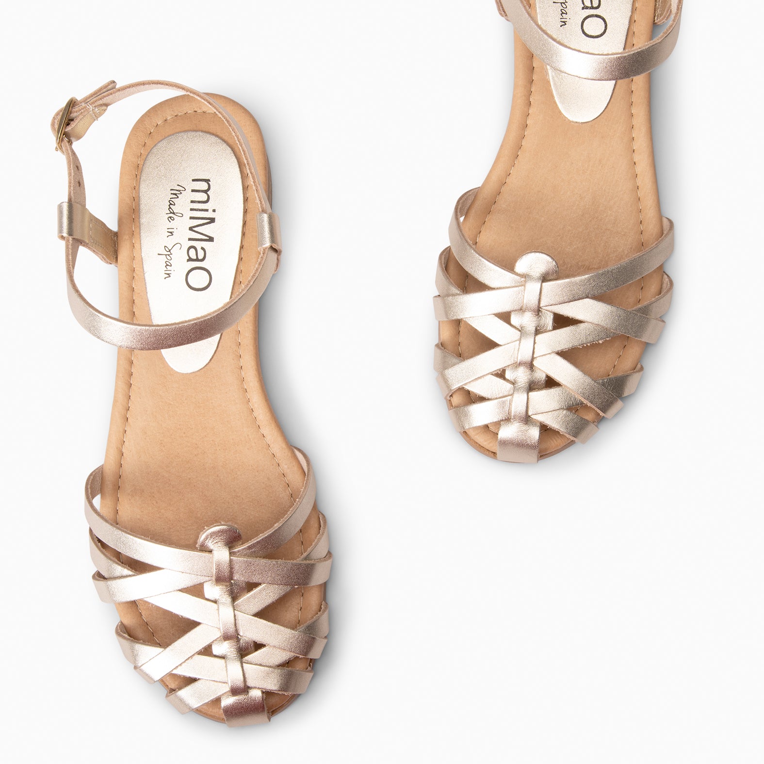 BEACH - Sandalias planas de tiras PLATINO - miMaO ®