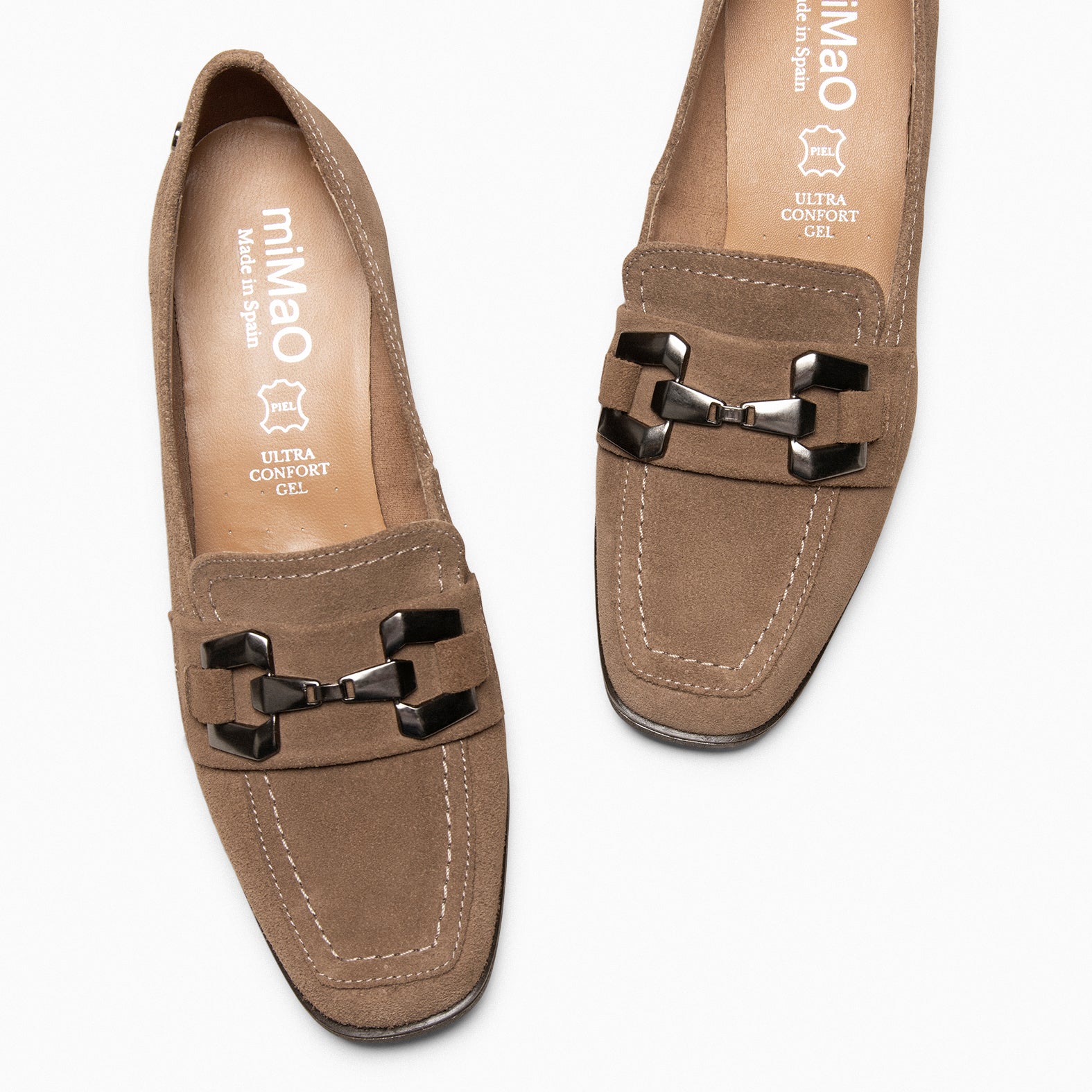 CAMILA – Mocasines de tacón ancho TAUPE - miMaO ®
