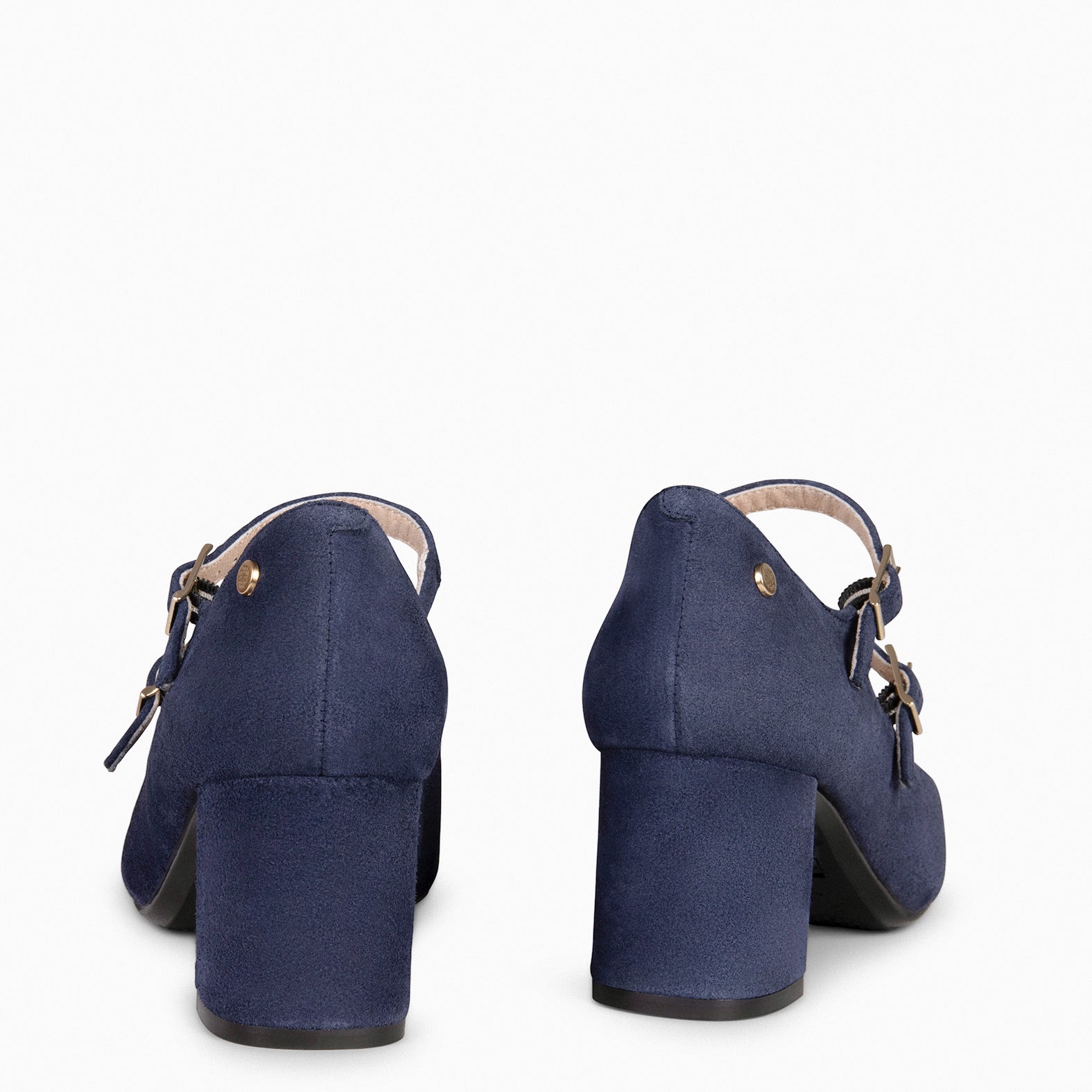 FEBRIS – Chaussures en daim à double boucles BLEU MARINE