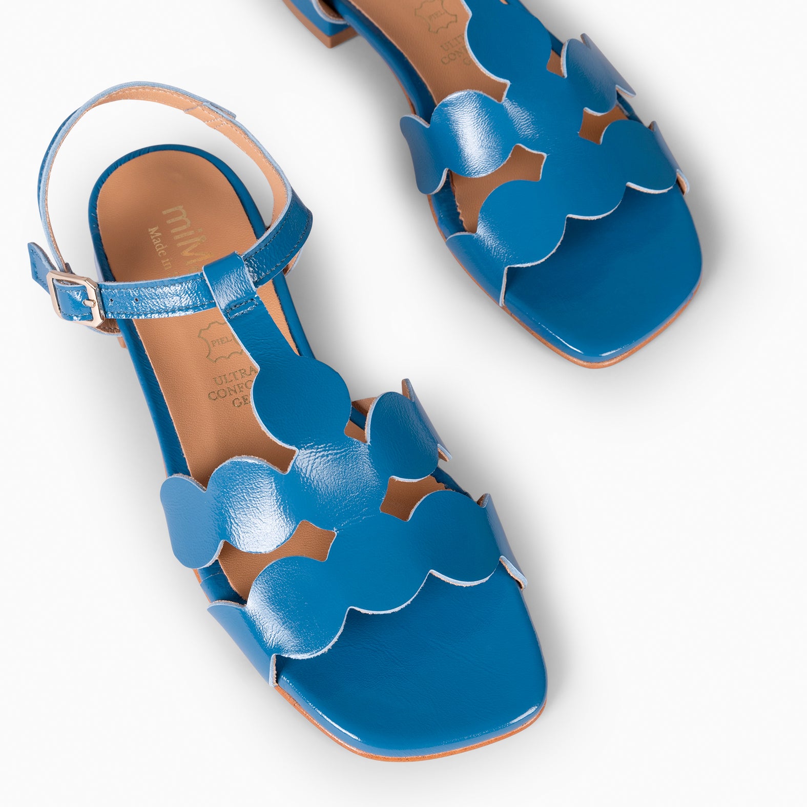 IVANA - SANDALIA DE TACÓN BAJO DE VESTIR AZUL - miMaO ®