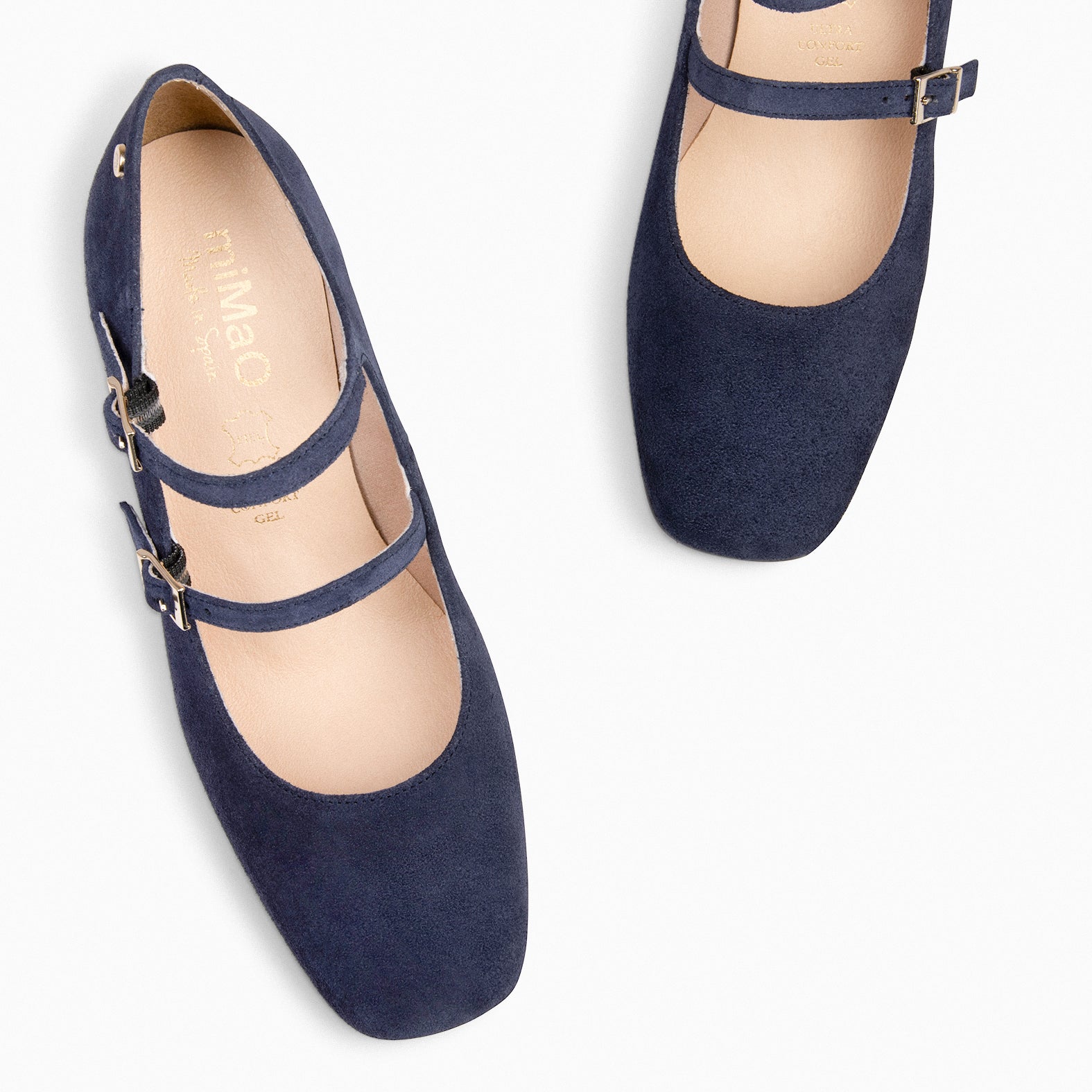 FEBRIS – Chaussures en daim à double boucles BLEU MARINE