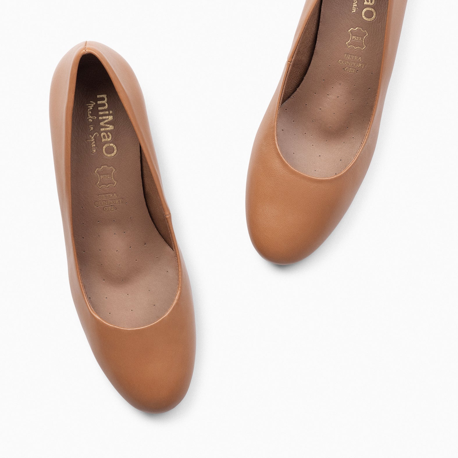 URBAN REDONDO SALON - Zapatos de tacón bajo de napa CAMEL - miMaO ®