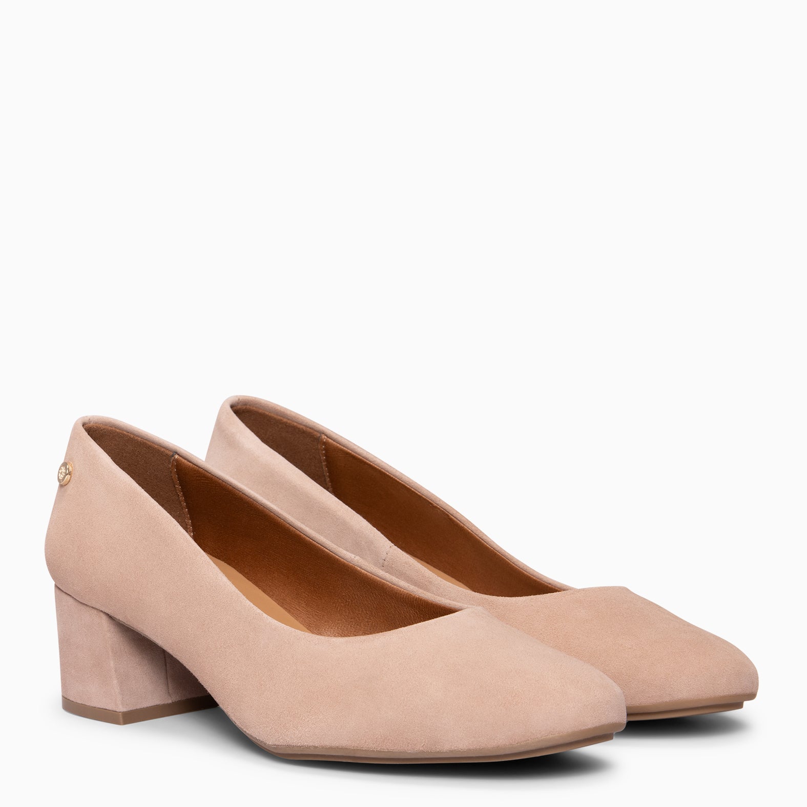 URBAN REDONDO - Zapatos de tacón bajo de ante en NUDE - miMaO ®