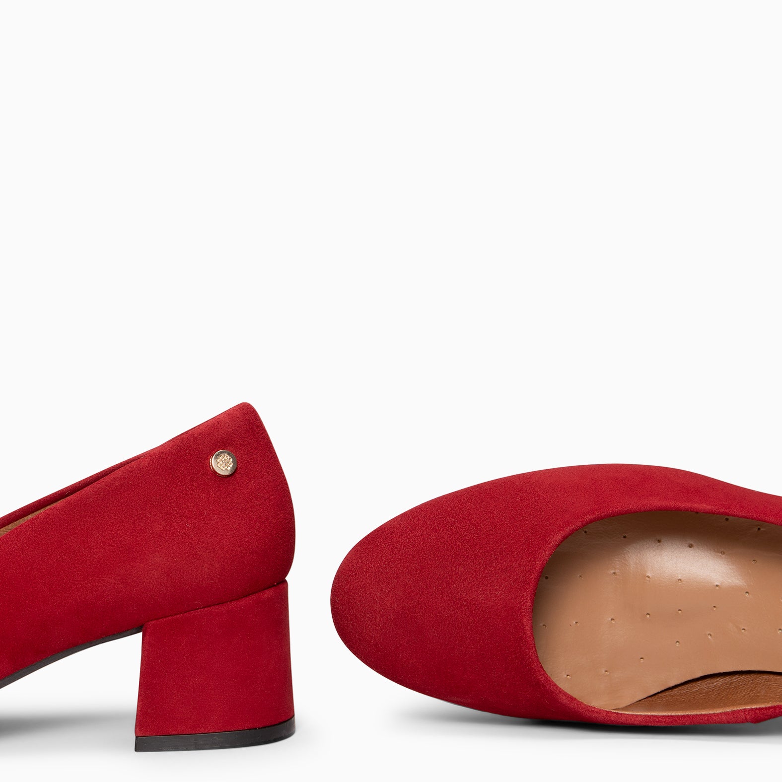 URBAN REDONDO - Zapatos de tacón bajo de ante GRANATE