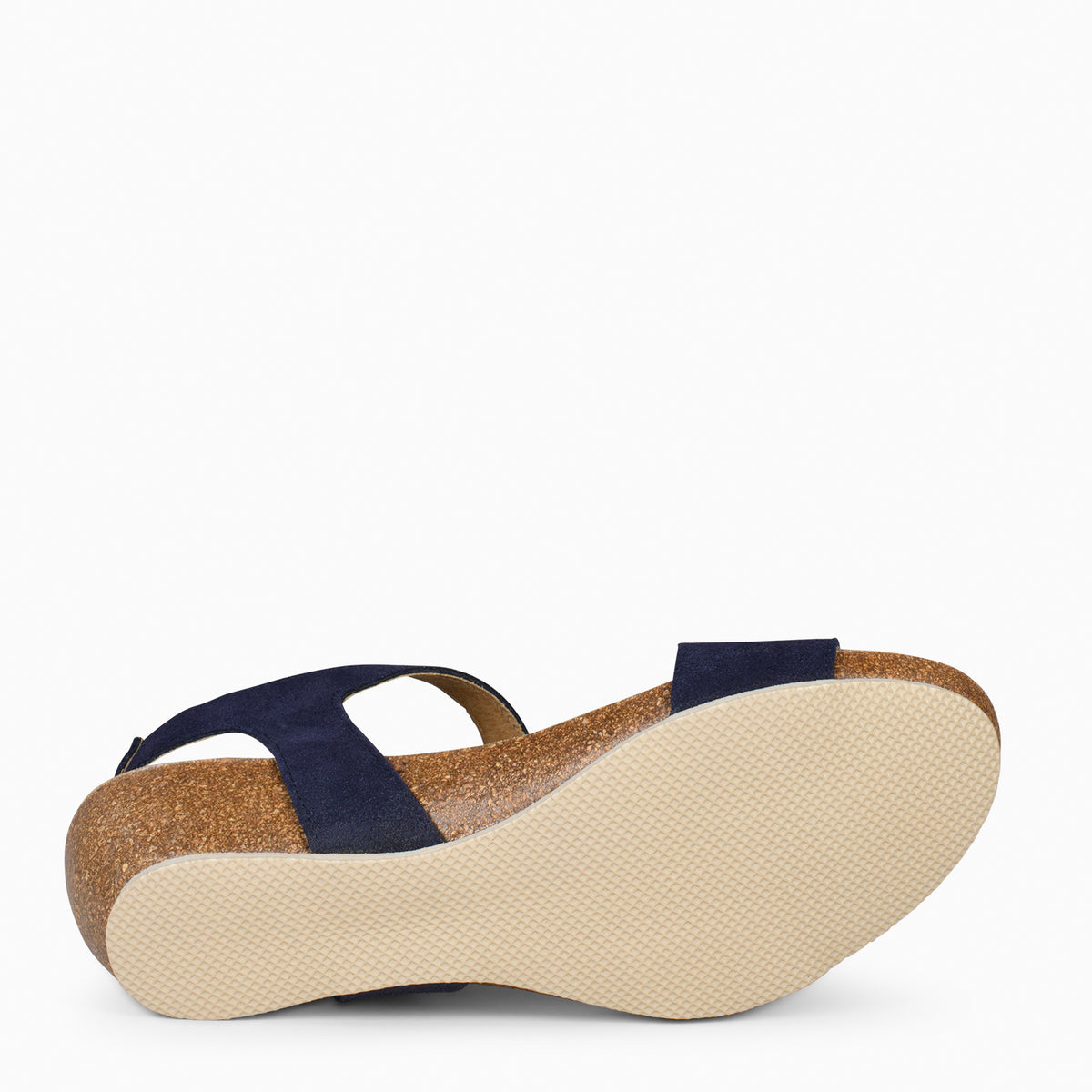 OAK – Sandalias Bio de serraje con cuña AZUL