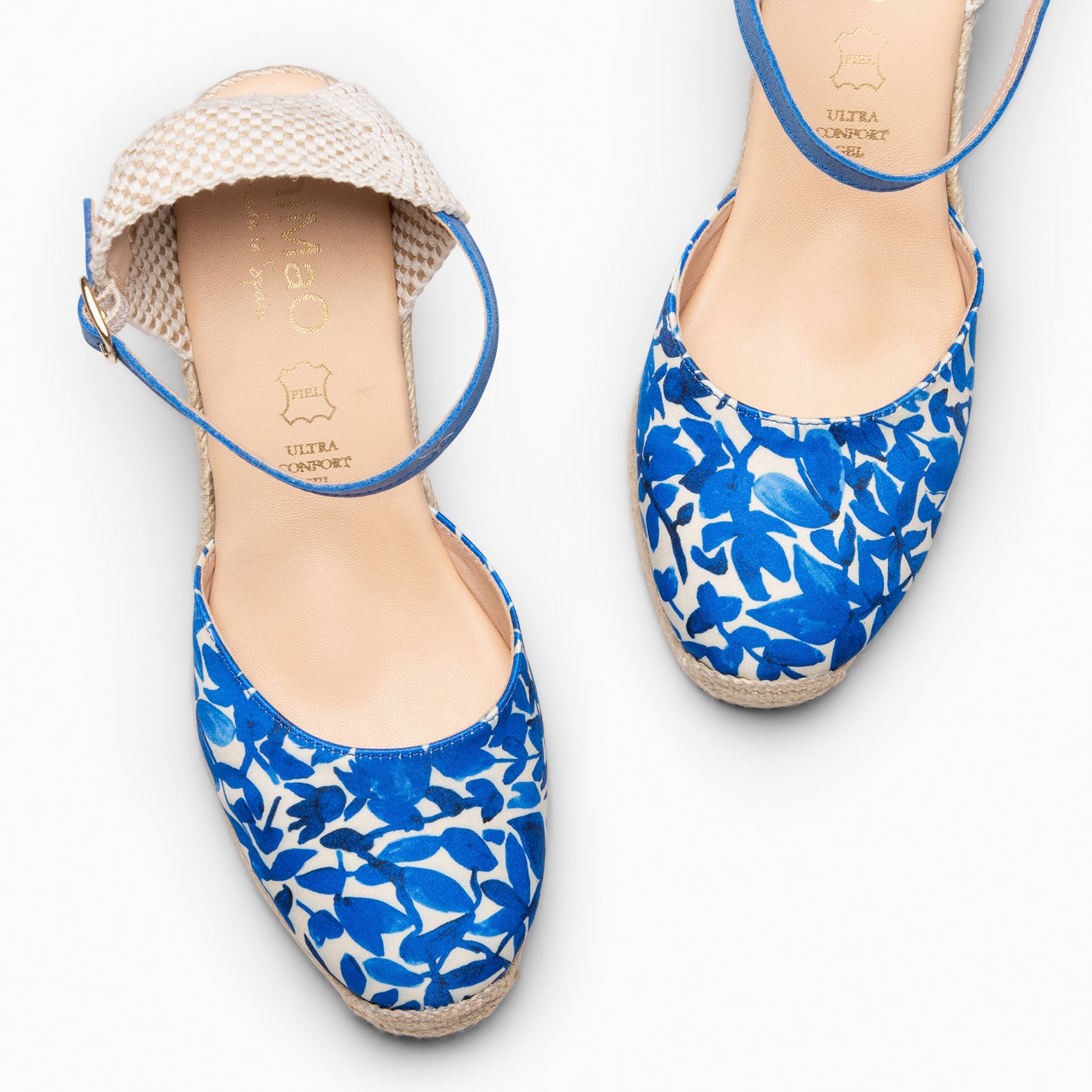 JAMAICA - Cuñas de esparto con estampado de flores AZUL - miMaO ®
