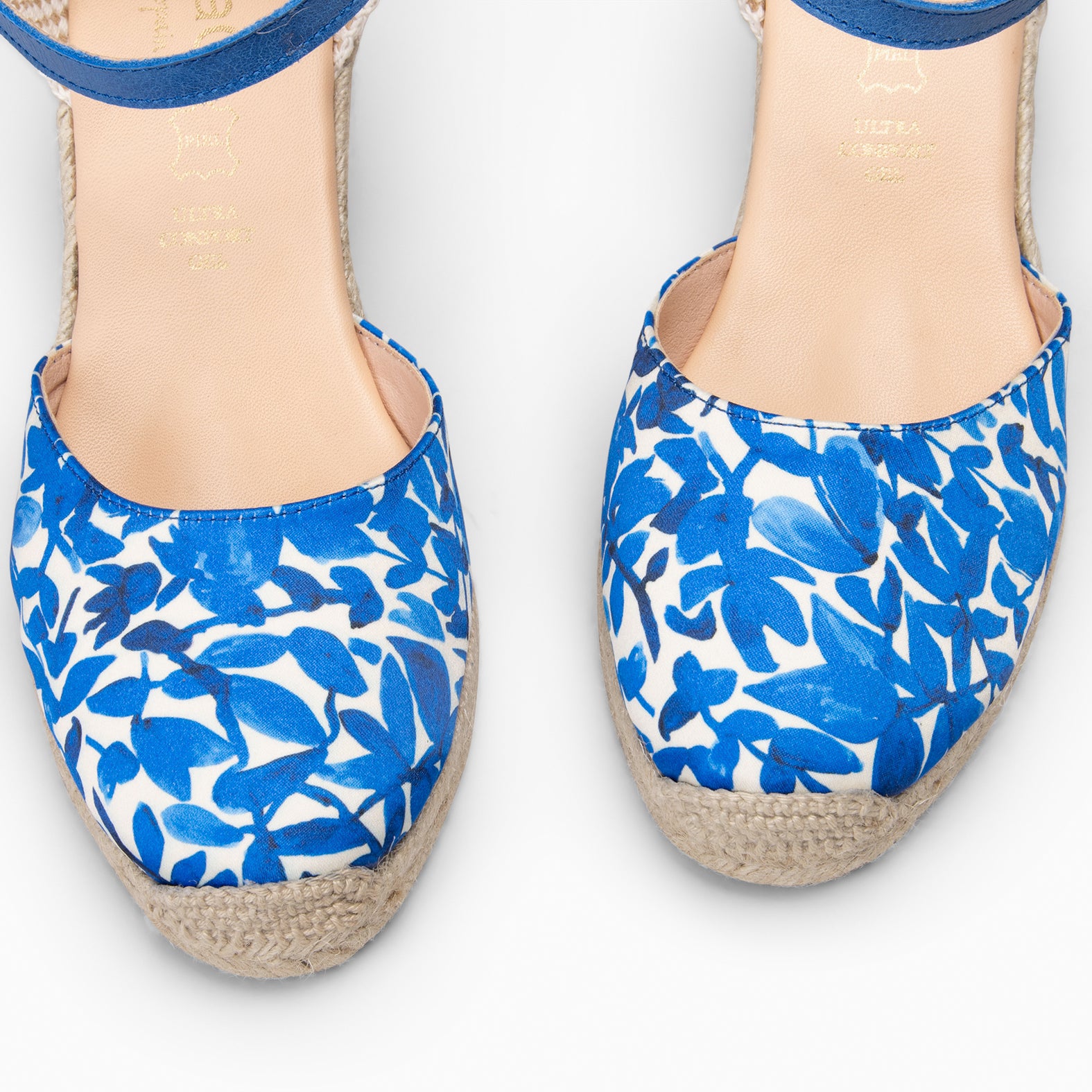 JAMAICA - Cuñas de esparto con estampado de flores AZUL - miMaO ®