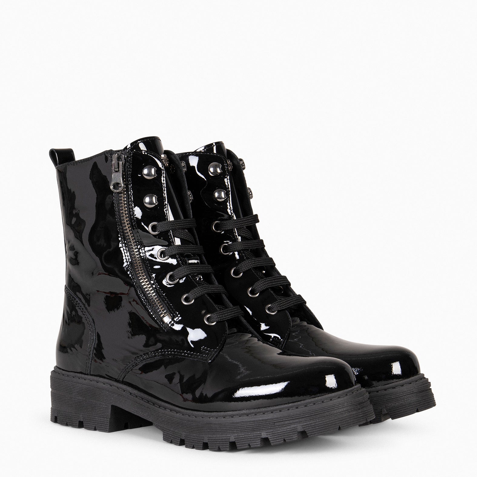 MILITAR – Botas militares de mujer NEGRO CHAROL - miMaO ®