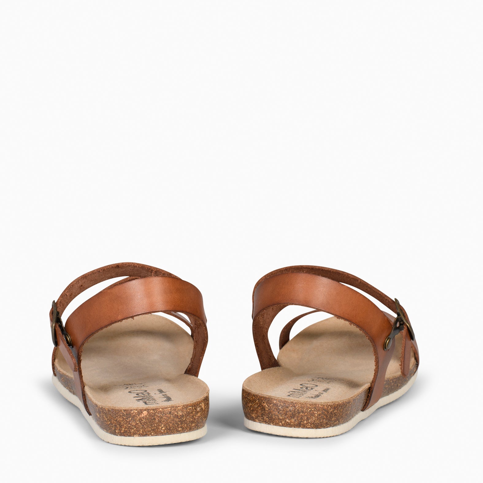 LIS - Sandales en cuir CAMEL et liège