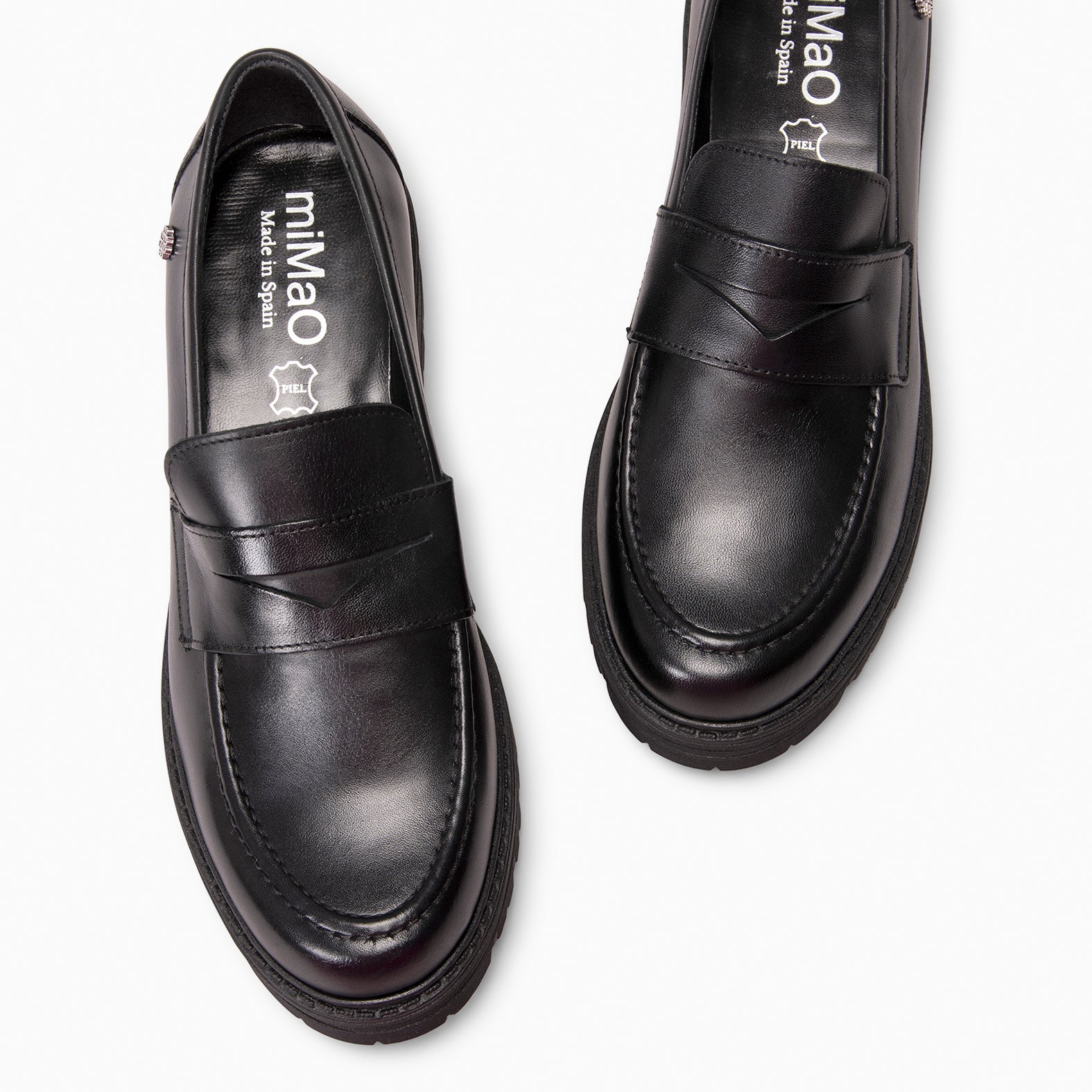 TRAVIS - Mocasin de piel de napa cepillada NEGRO - miMaO ®