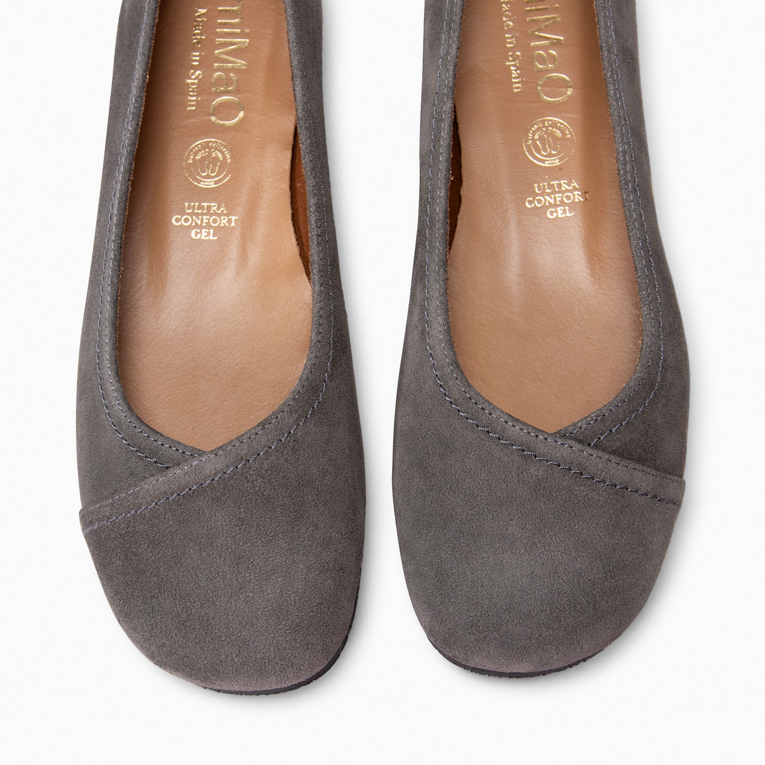 PLUMA - Bailarina baresoft de serraje en GRIS - miMaO ®
