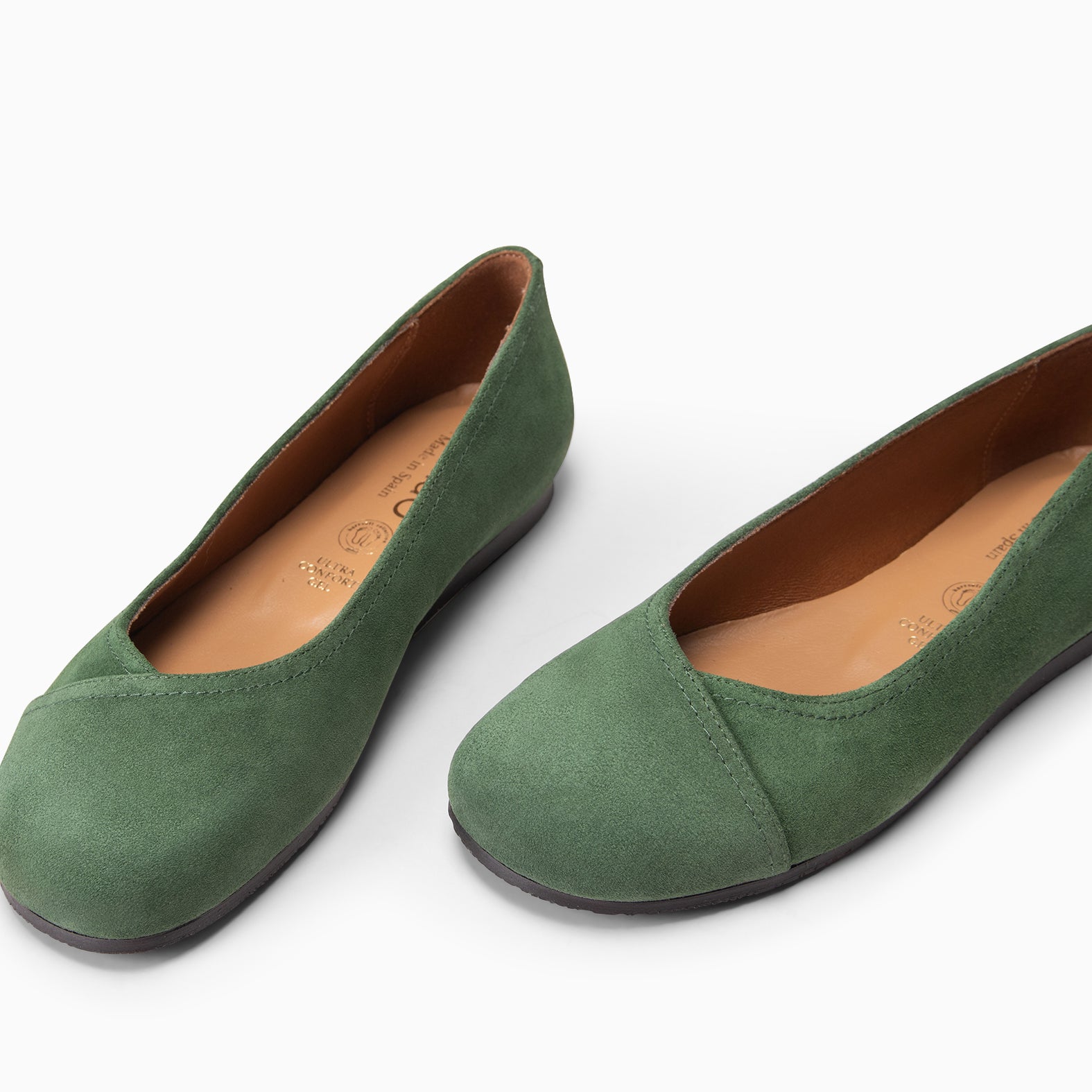 PLUMA - Bailarina baresoft de serraje en VERDE - miMaO ®