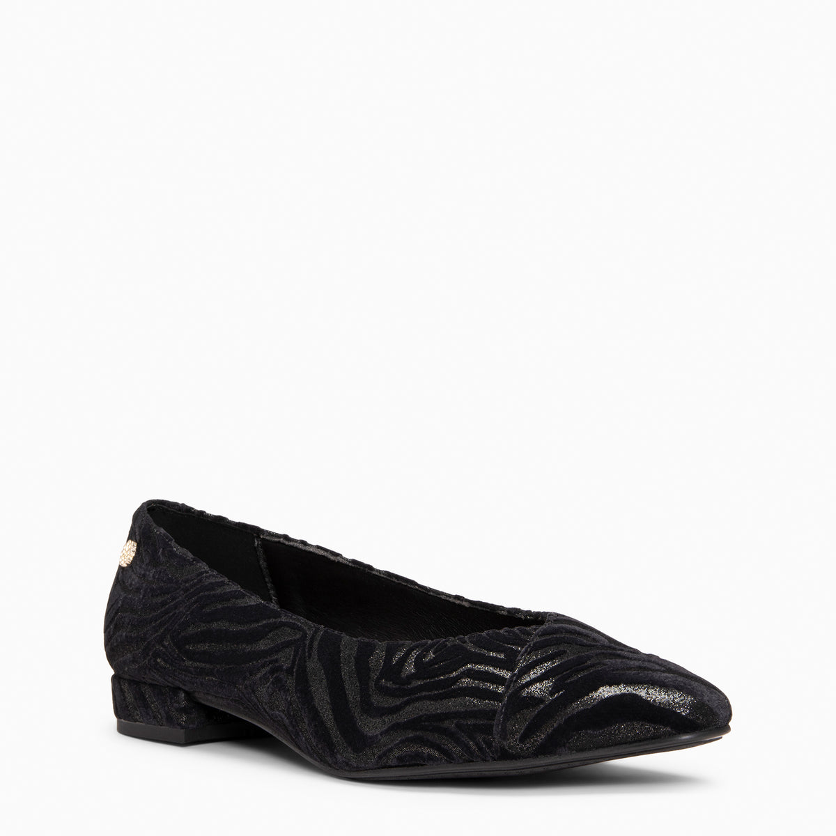 MARIE WILD - BLACK PEWTER Pointed toe low heel ballerina