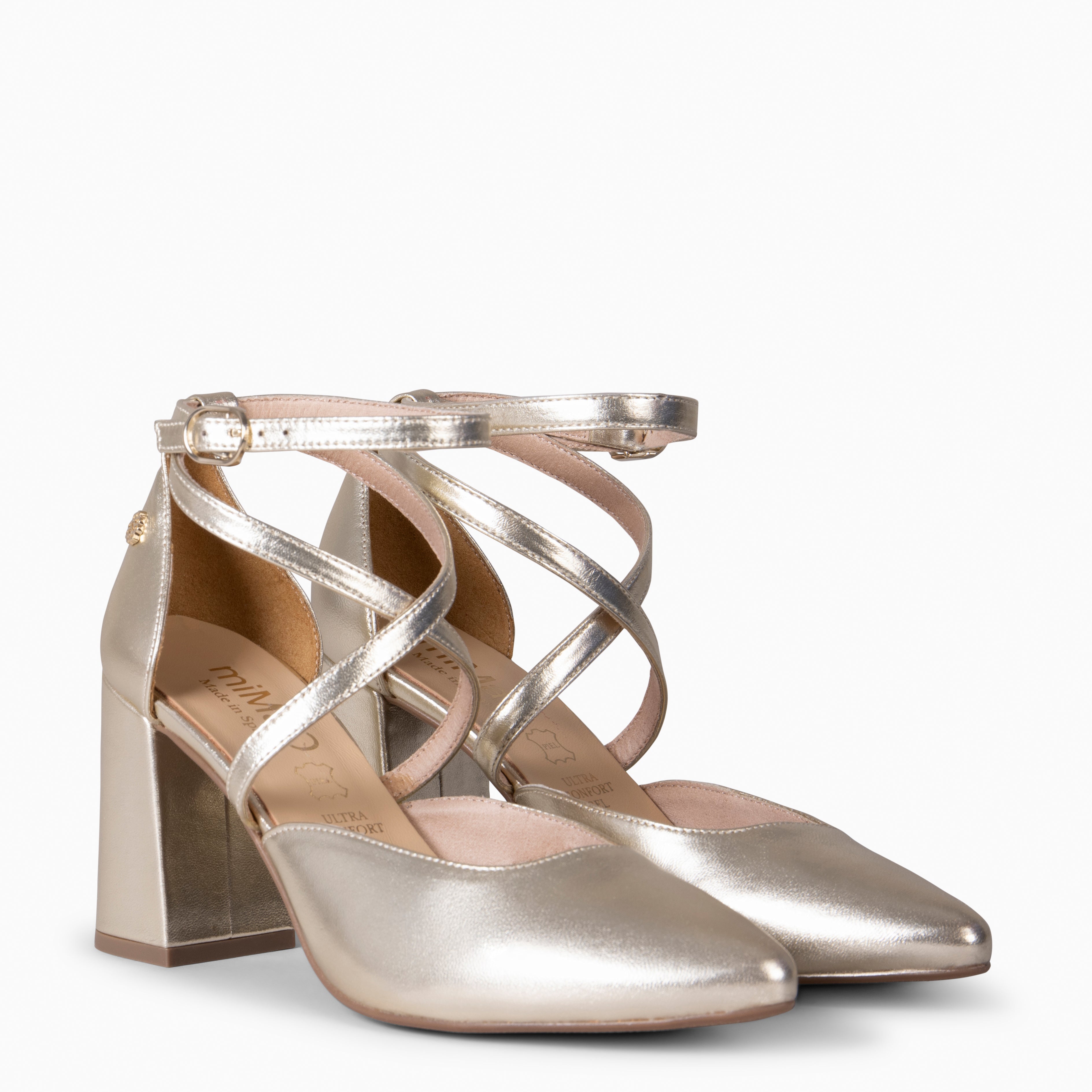 ARIEL - Zapato de tacón ancho PLATINO - miMaO ®