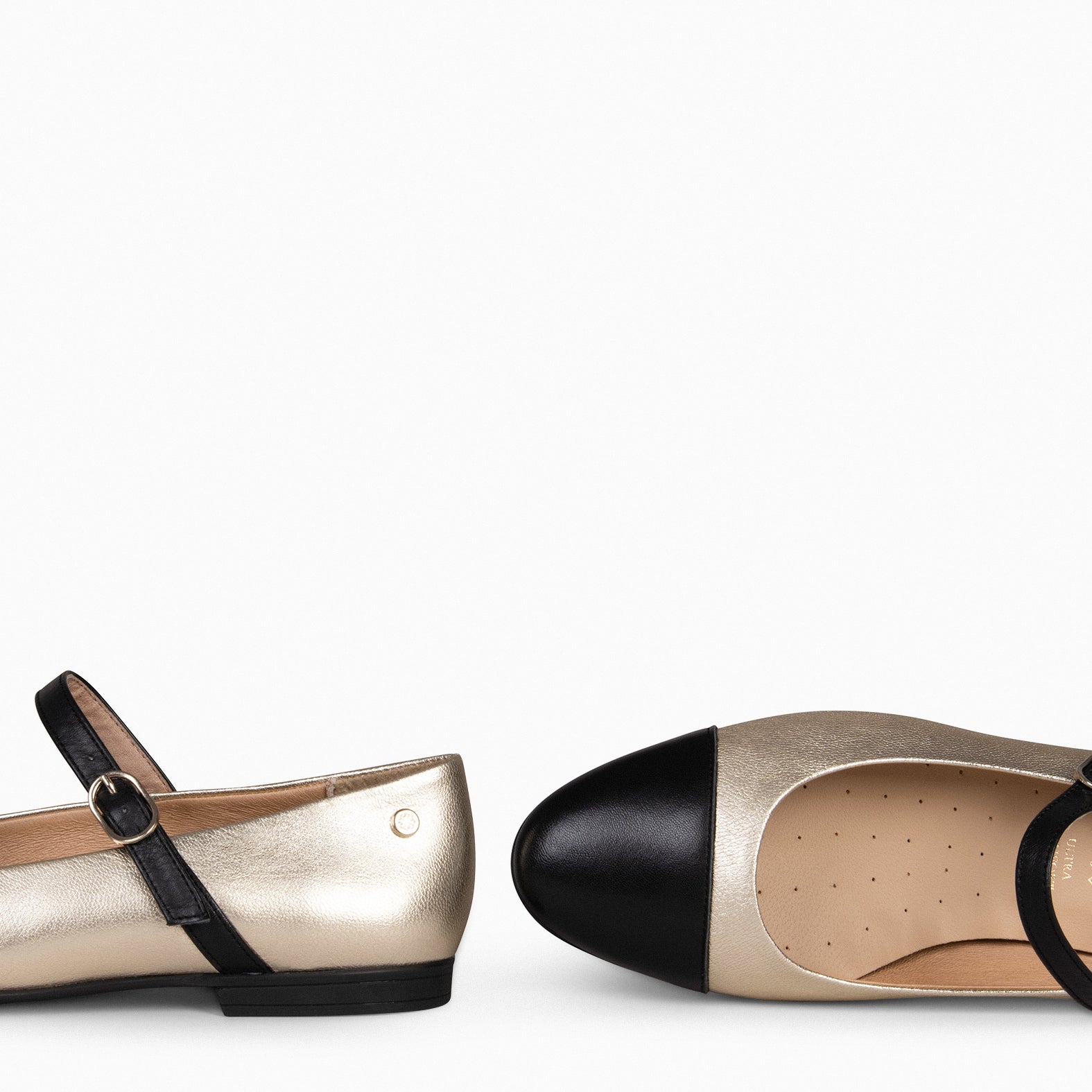 MORGANE - GOLDEN FLAT SHOES WITH BUCKLE