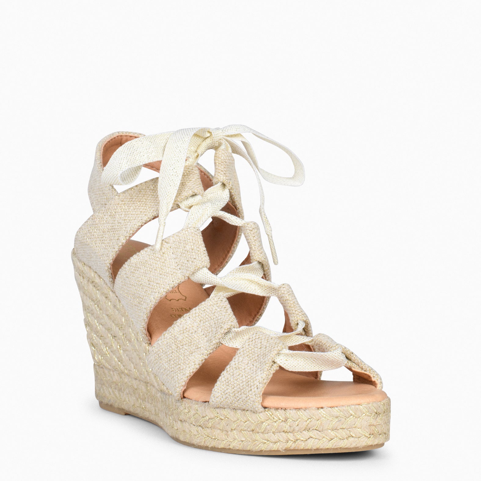 ROMANA – Cuñas altas de hilo de lurex ORO - miMaO ®