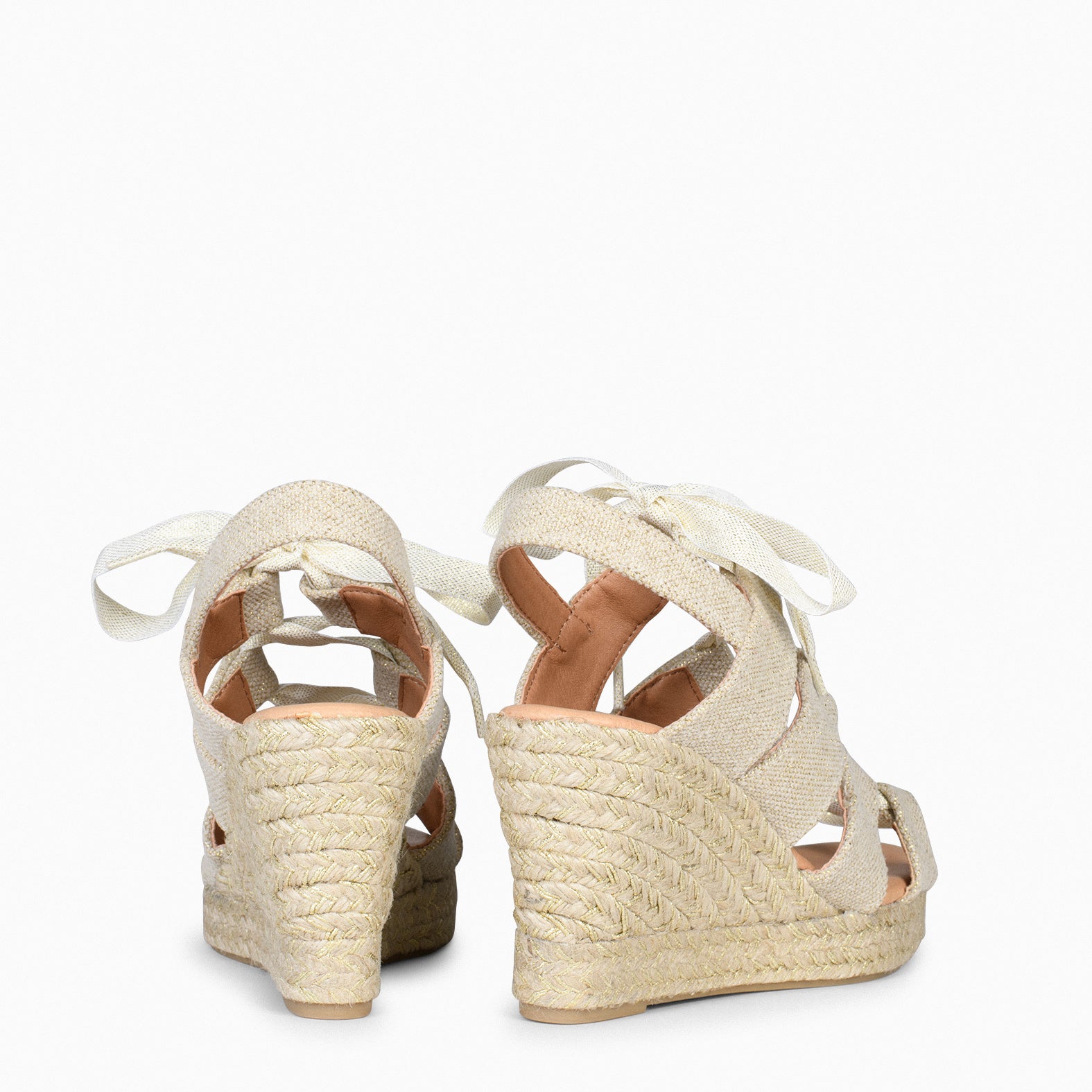 ROMANA – Cuñas altas de hilo de lurex ORO - miMaO ®