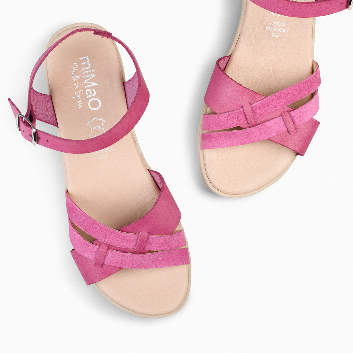 FRESH – PINK low wedge leather sandals