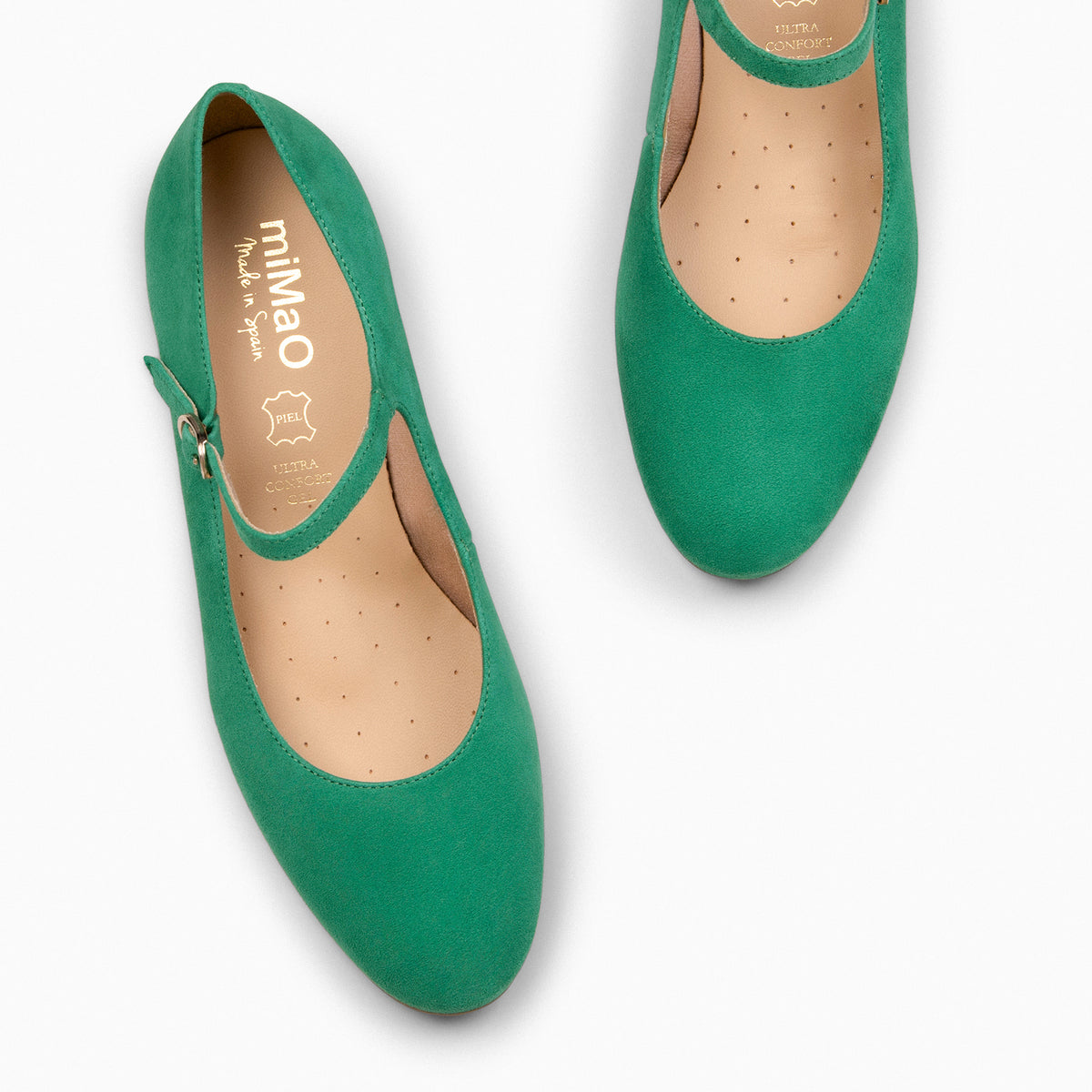 NORA – GREEN Mary-Janes with low heel