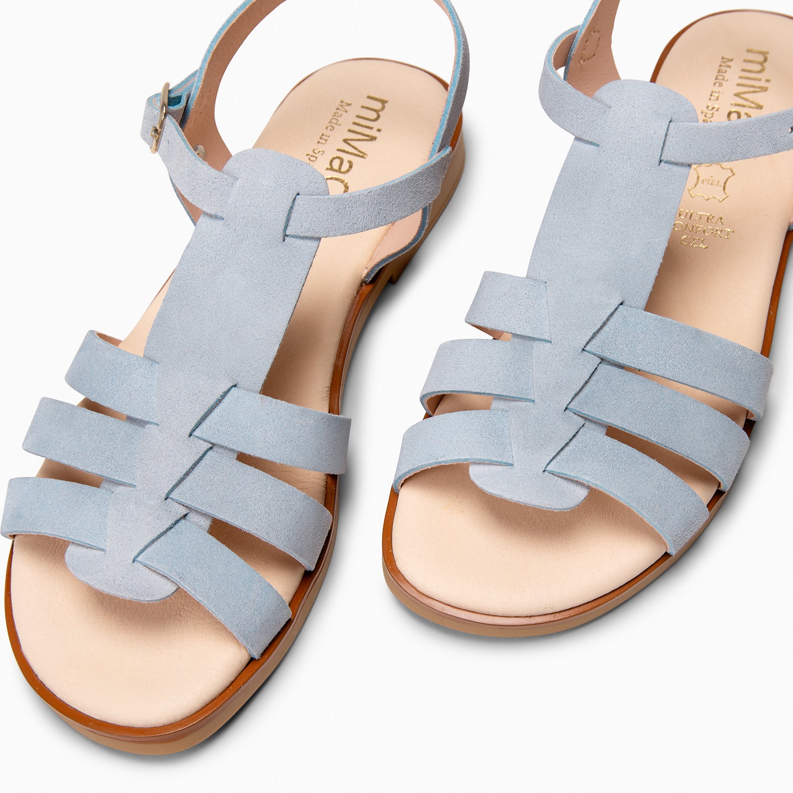 NAIRA – Nu-pieds à lanières en daim BLEU