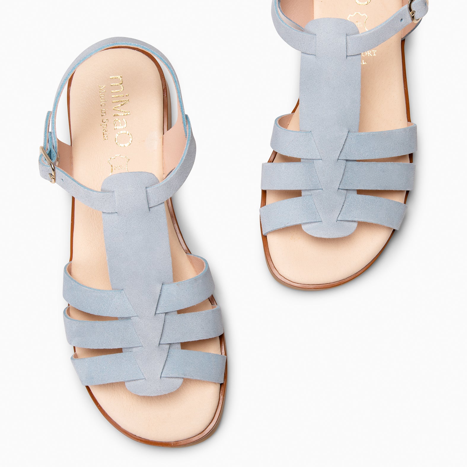 NAIRA – Nu-pieds à lanières en daim BLEU
