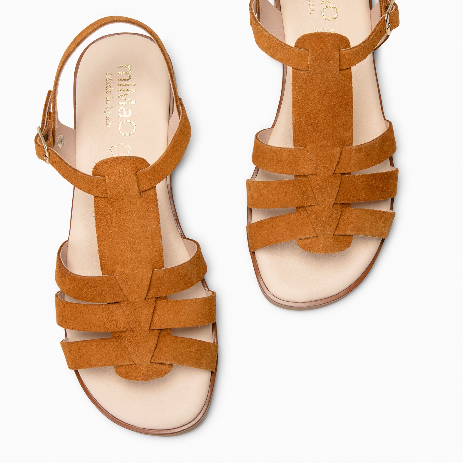 NAIRA – Nu-pieds à lanières en daim MARRON
