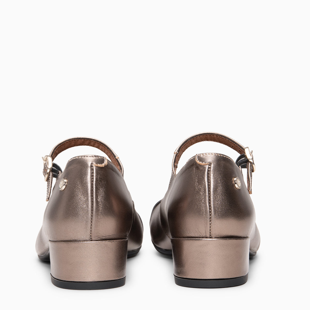 FLORA - Mercedita con tacón de piel bicolor METAL