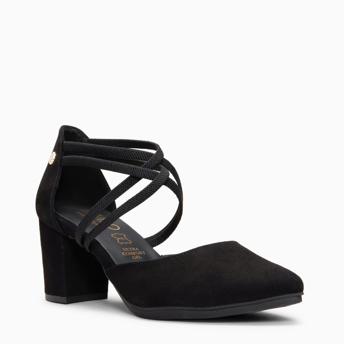 CINDY - Zapatos de tacón con tiras elásticas cruzadas NEGRO