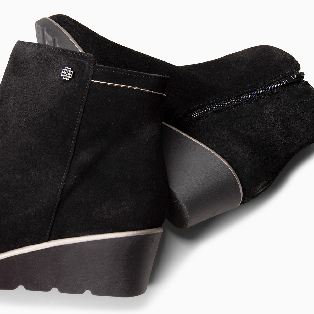 LULEA - Botines con cuña de piel hidrófugos NEGRO