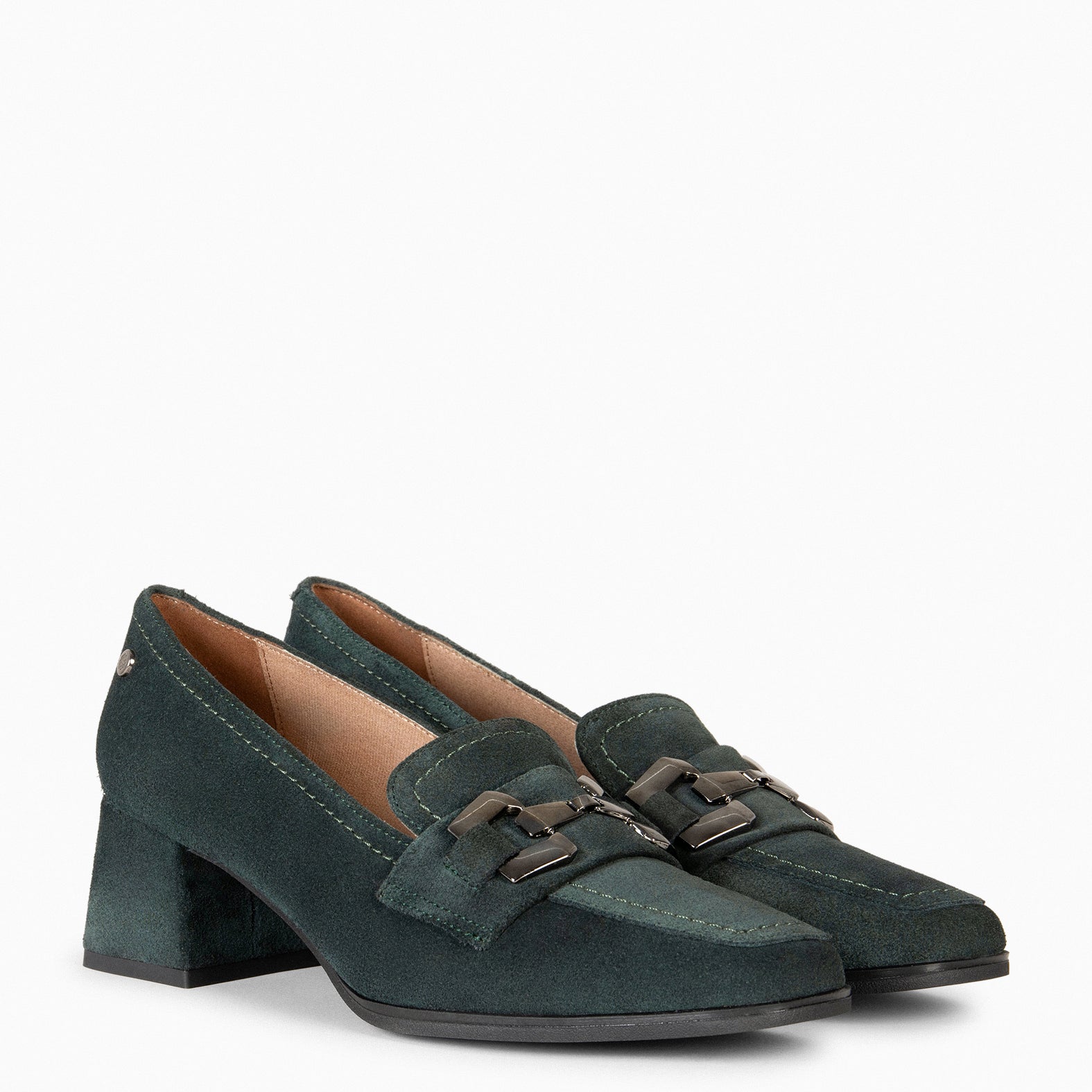 CAMILA – Mocasines de tacón ancho VERDEBOSQUE - miMaO ®
