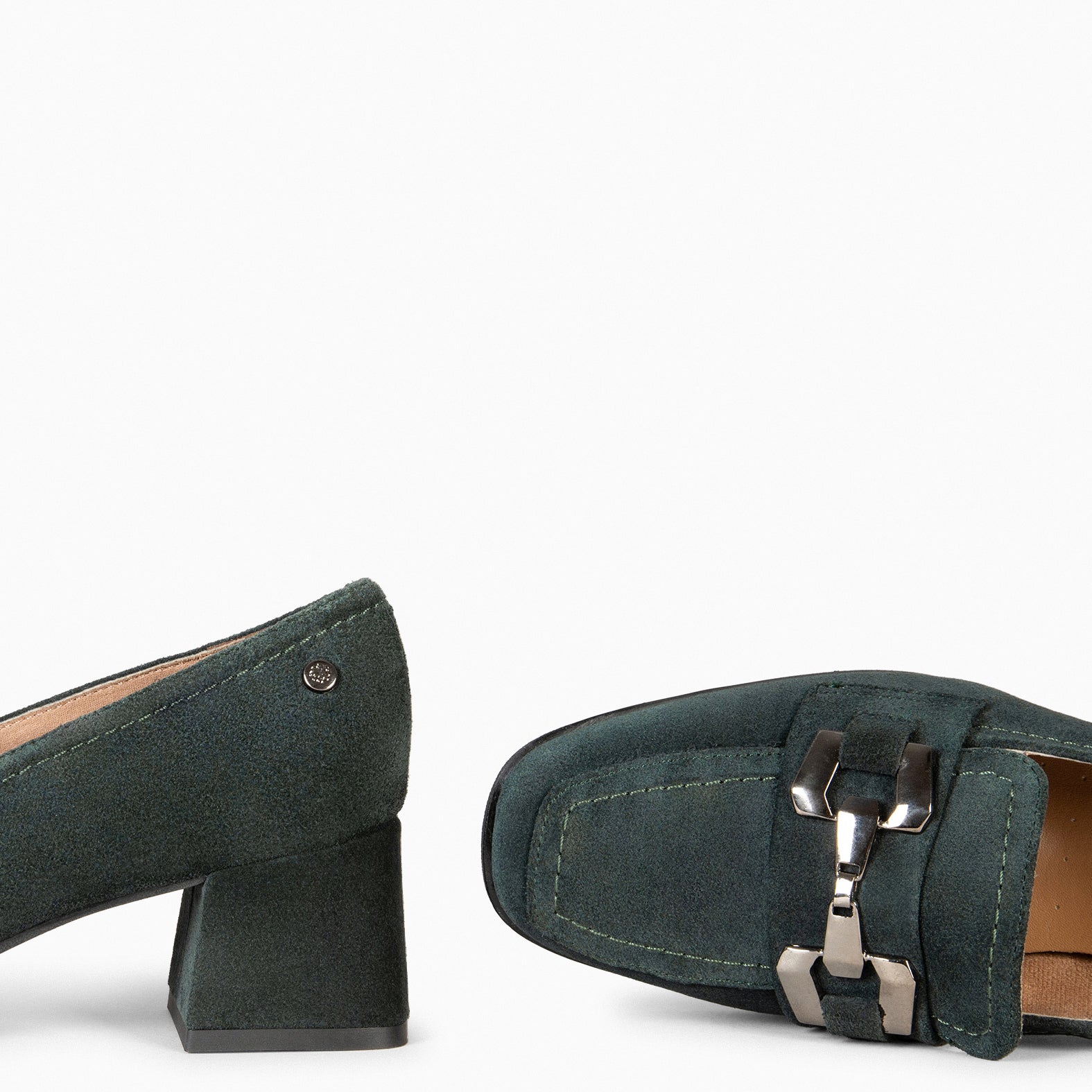 CAMILA – Mocasines de tacón ancho VERDEBOSQUE - miMaO ®