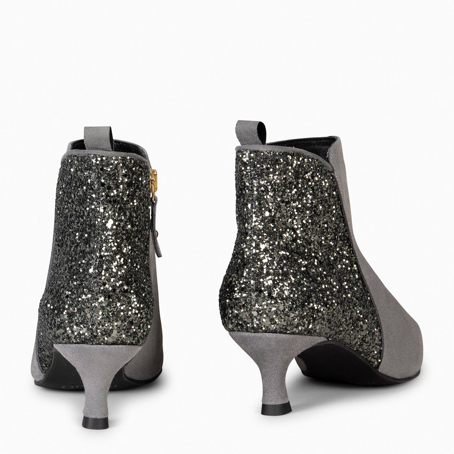 ROYAL GLITTER – GREY Low-heel booties