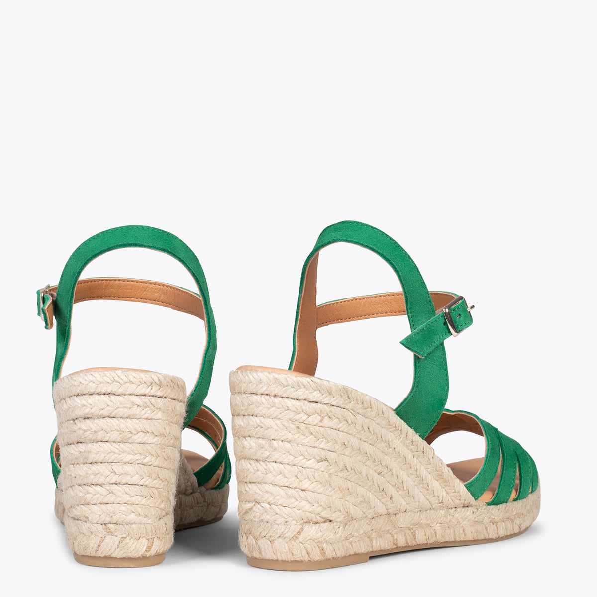 OYAMBRE - Sandalias con cuña de esparto Cangrejera VERDE