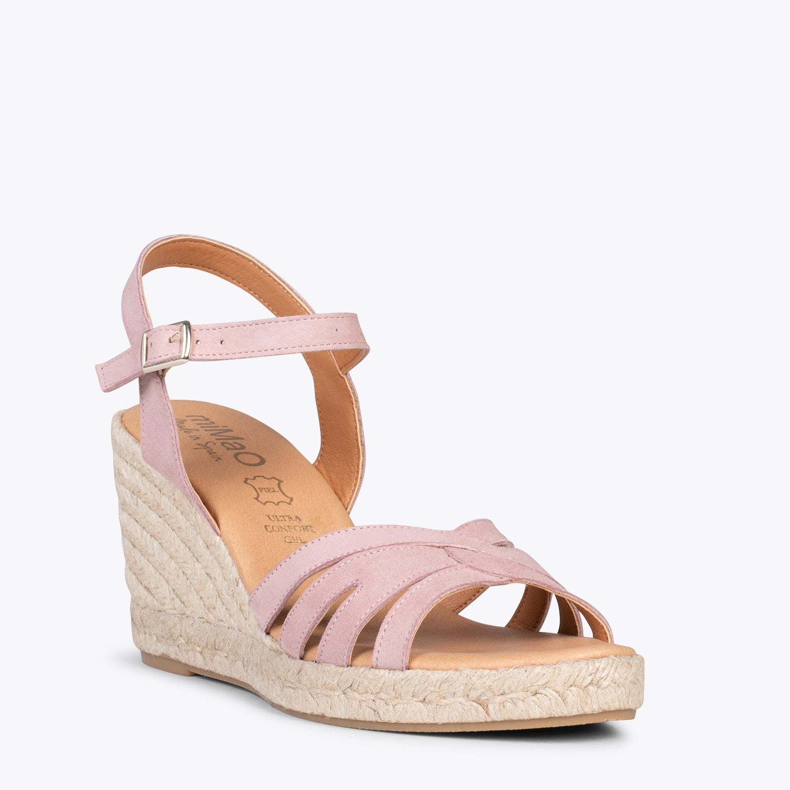 OYAMBRE - Sandalias con cuña de esparto Cangrejera ROSA