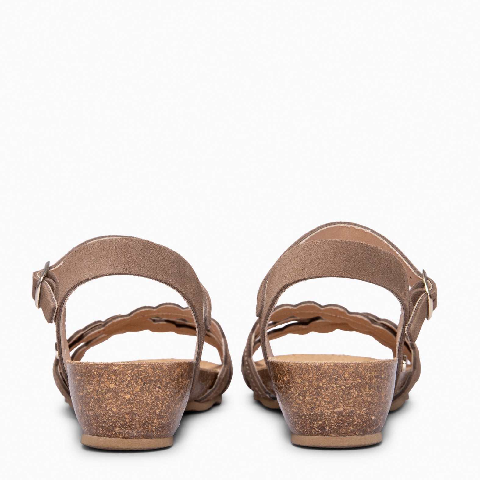 MALTA - TAUPE BIO SANDALS WITH LOW WEDGE