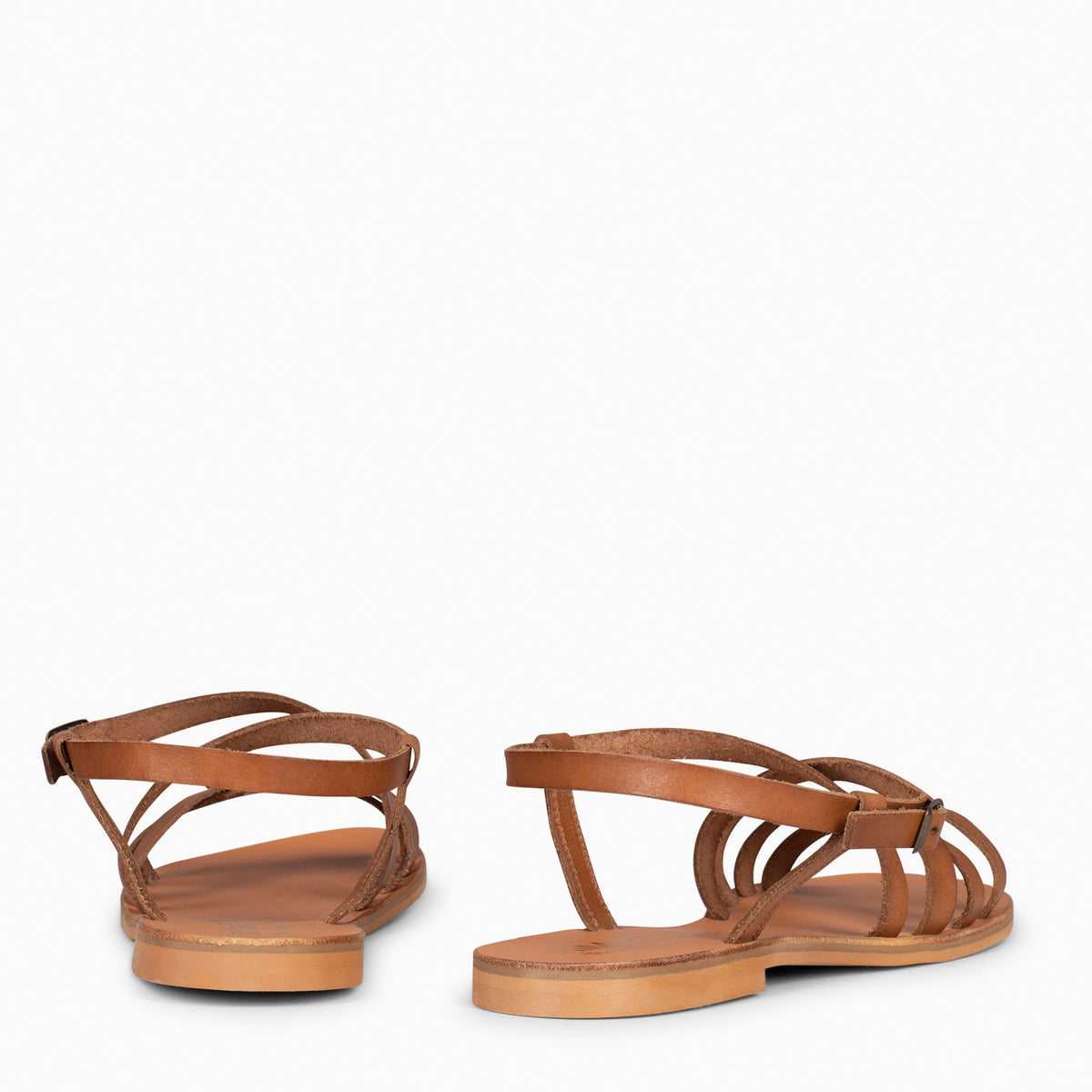 IXORA - Sandalias planas de mujer con hebilla CAMEL