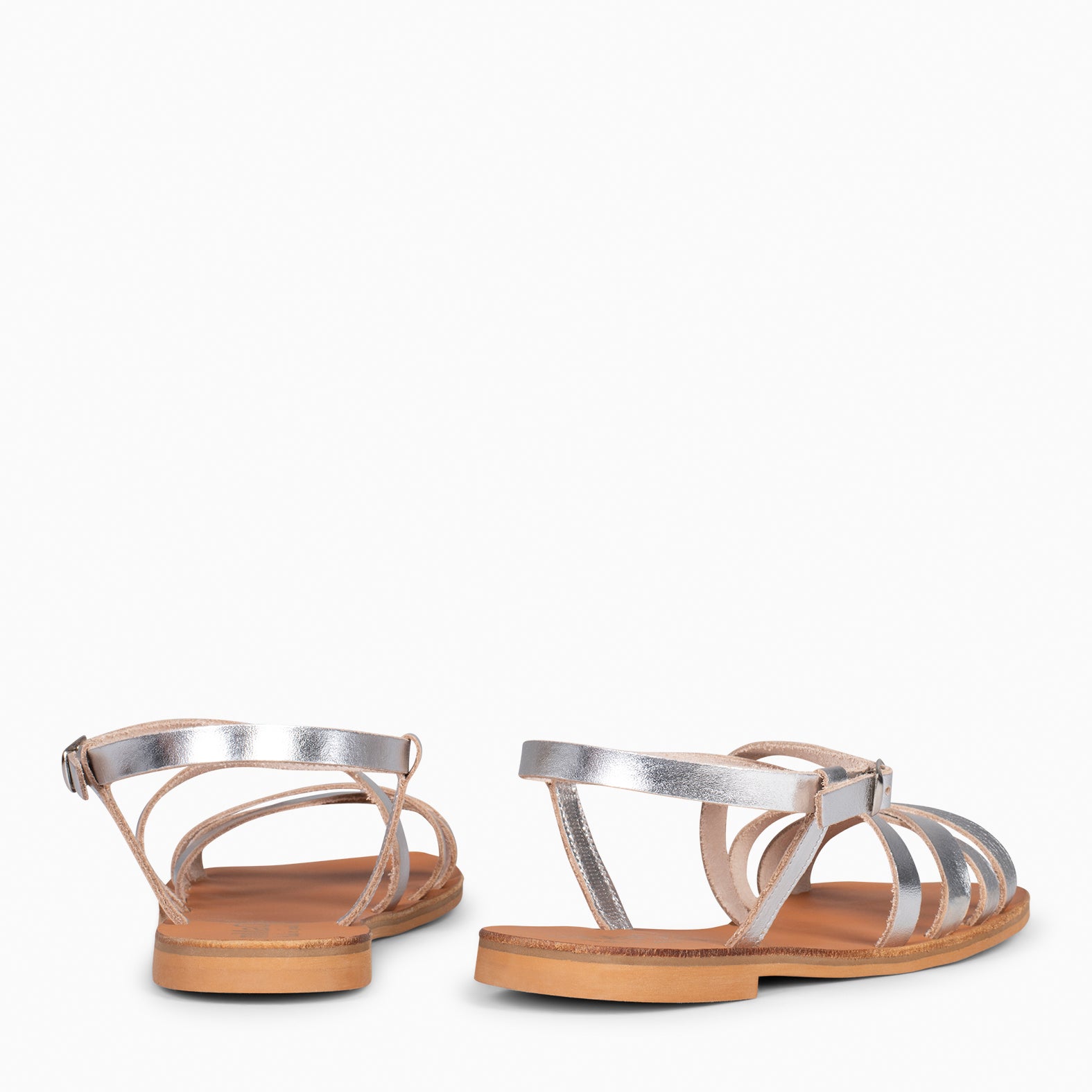 IXORA - Sandalias planas de mujer con hebilla PLATA - miMaO ®