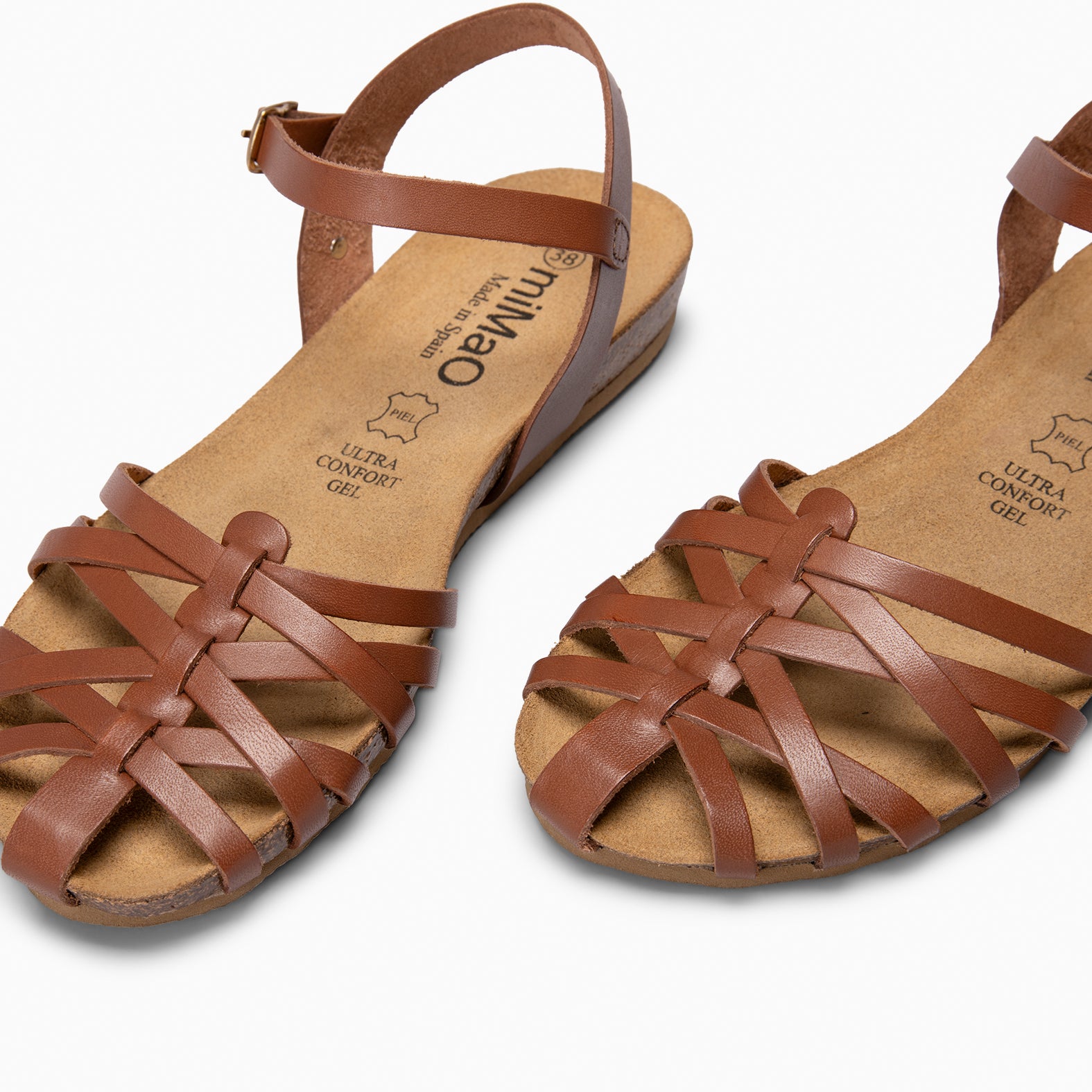 BEACH - BROWN CROSS-STRAPS FLAT SANDALS