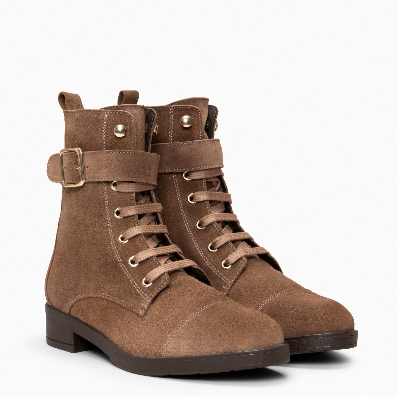BELFAST – Botines con cordones de piel TAUPE - miMaO ®