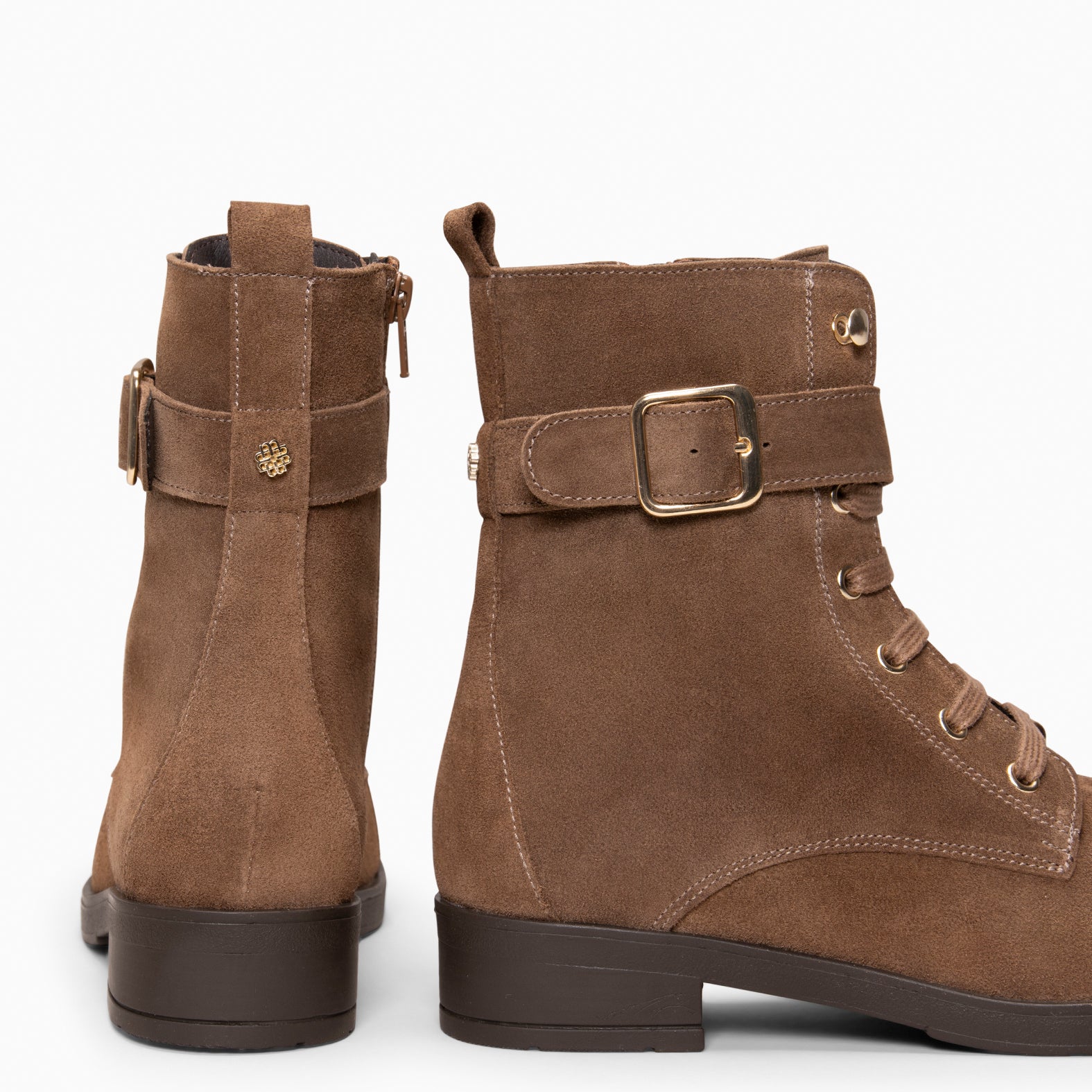 BELFAST – Botines con cordones de piel TAUPE - miMaO ®