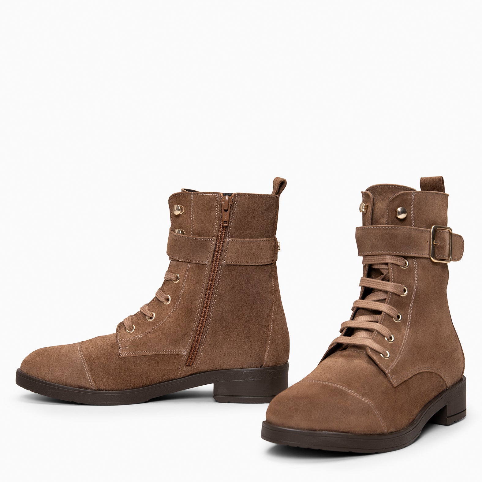 BELFAST – Botines con cordones de piel TAUPE - miMaO ®