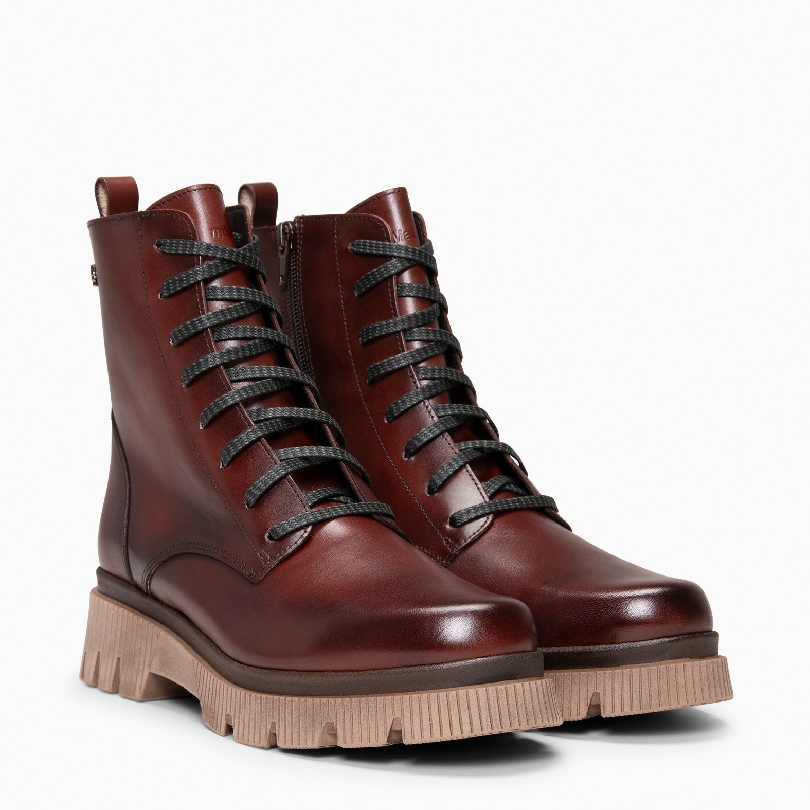 STONE - Botines militares de piel MARRON - miMaO ®